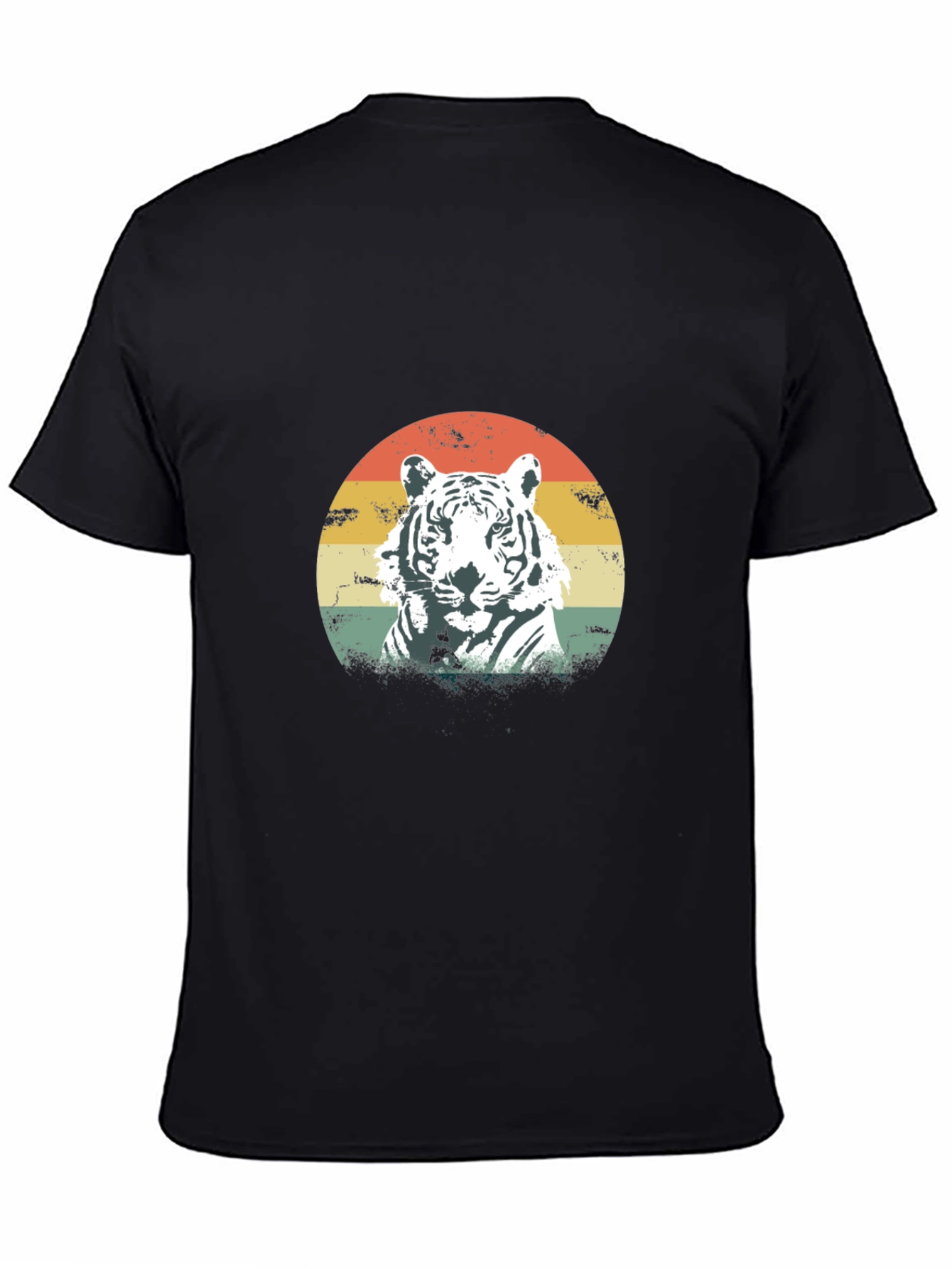 Retro Tiger Graphic Tee - Black Cotton Blend