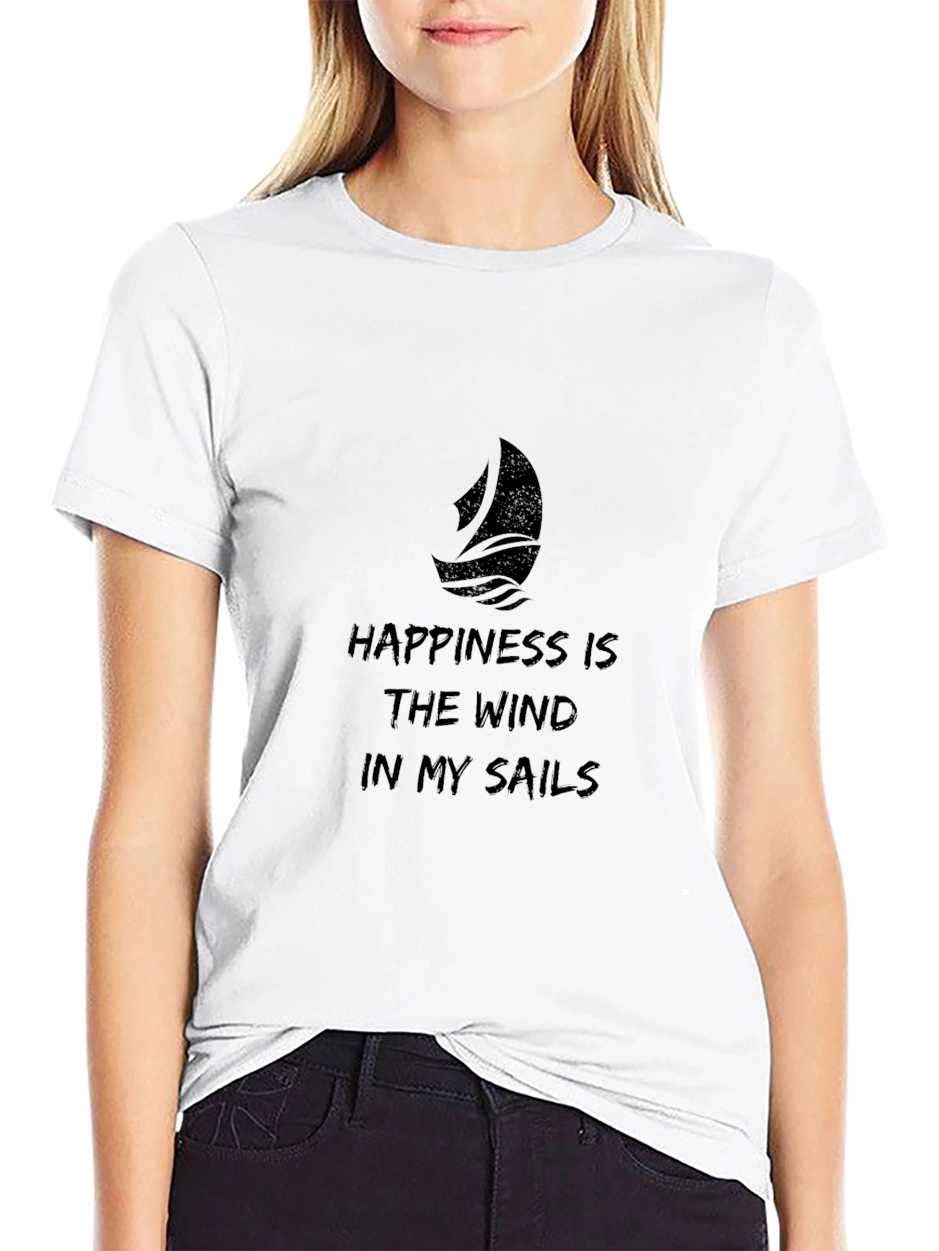 Happiness is the Wind in My Sails Black T-Shirt