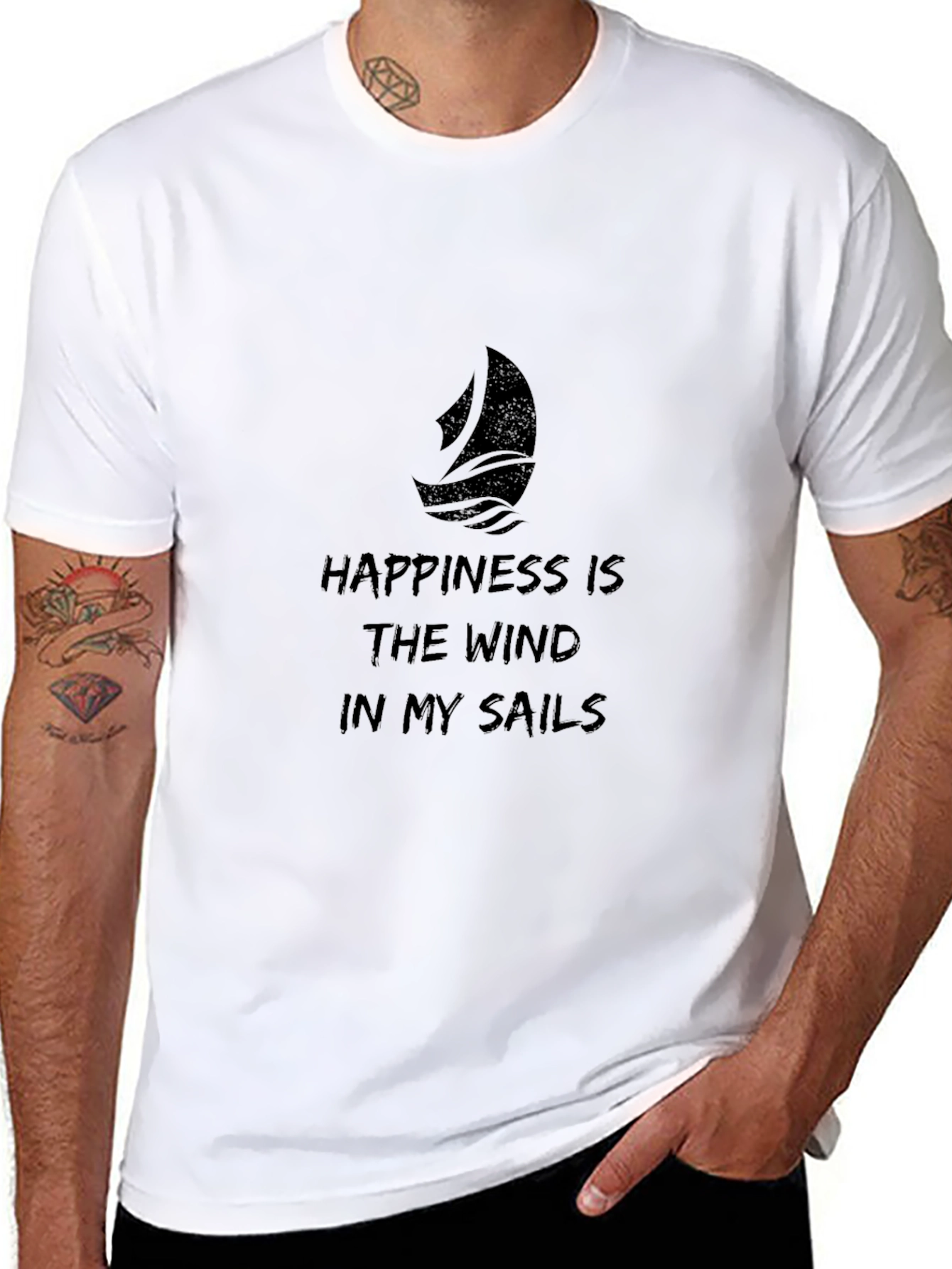 Happiness is the Wind in My Sails Black T-Shirt