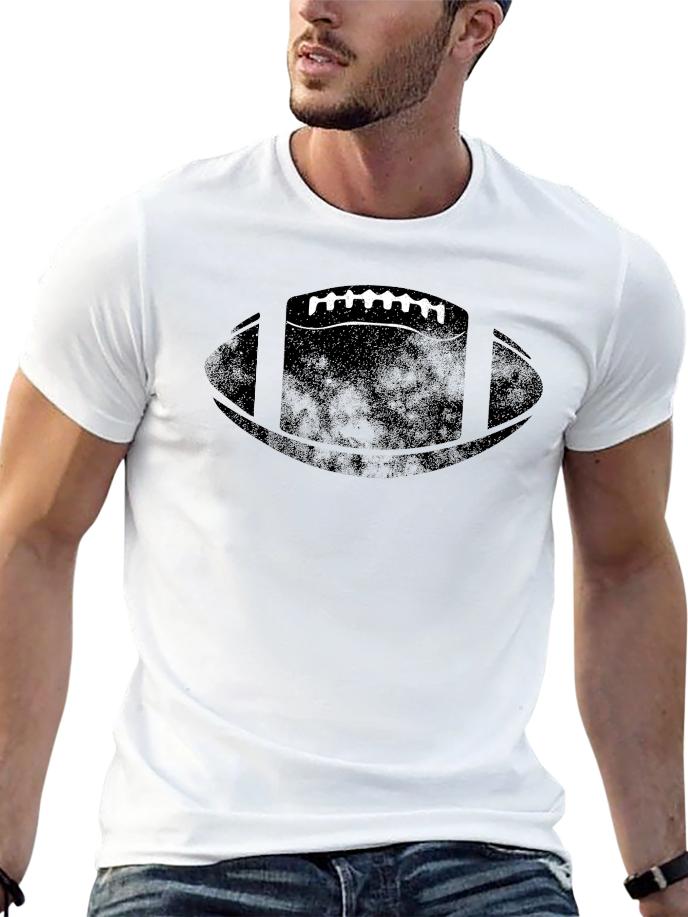 Football Graphic Tee - Distressed Design