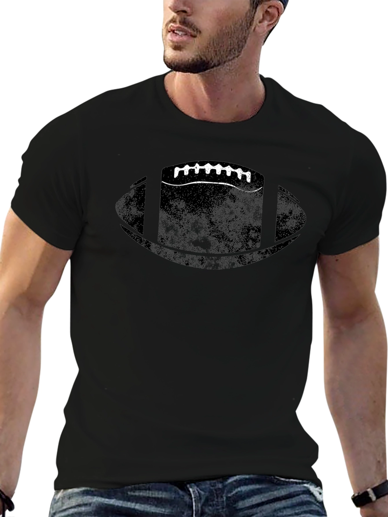 Football Graphic Tee - Distressed Design