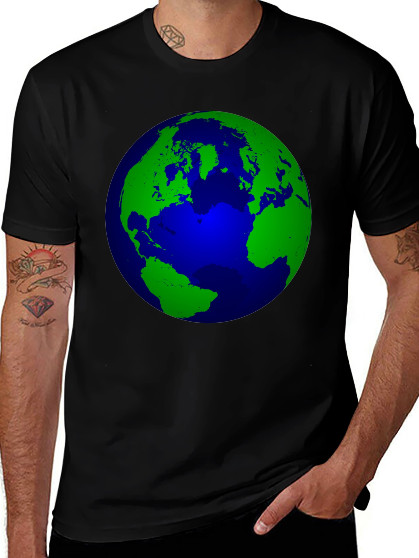 Earth Graphic Print Black T-Shirt
