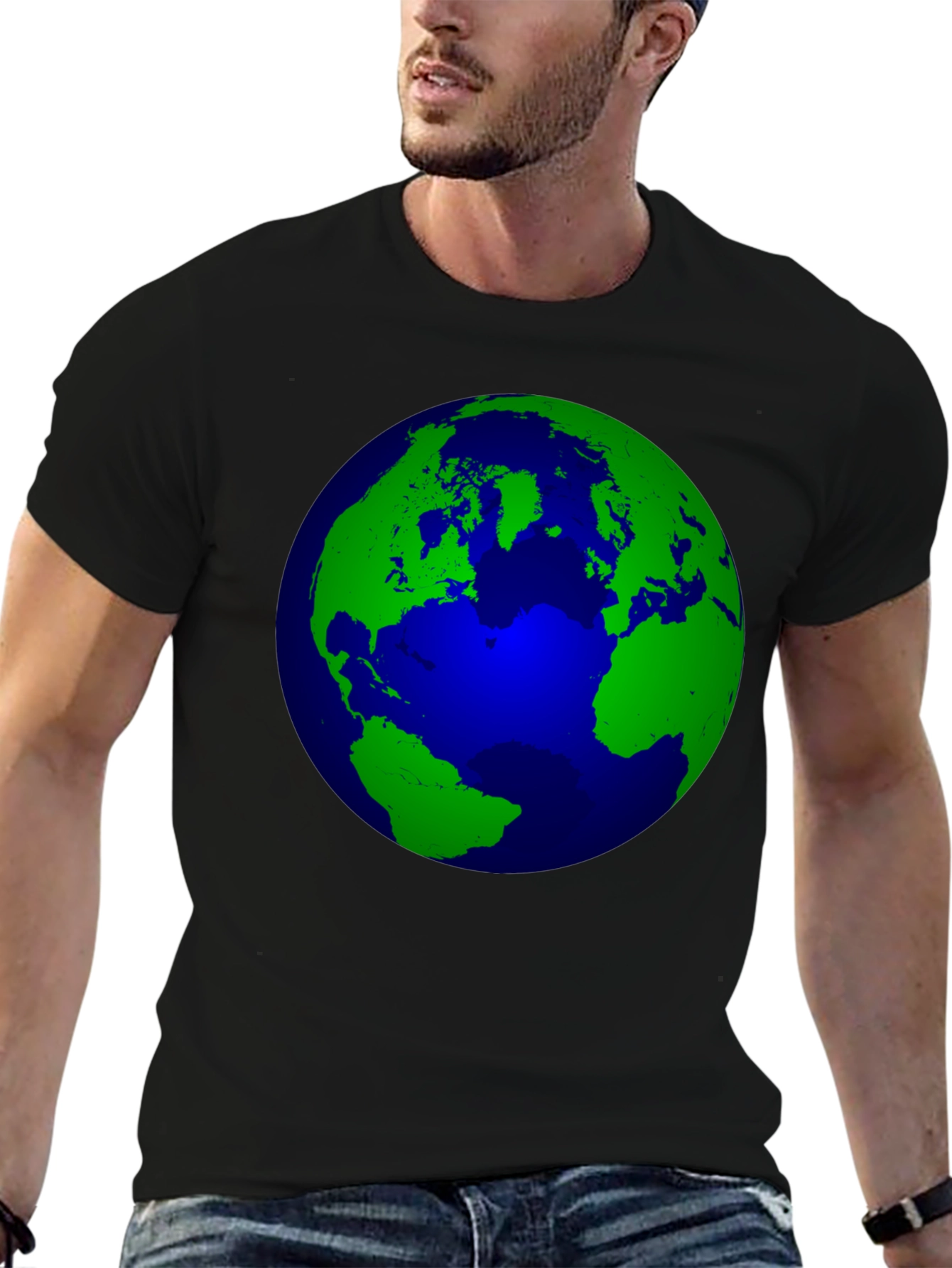 Earth Graphic Print Black T-Shirt
