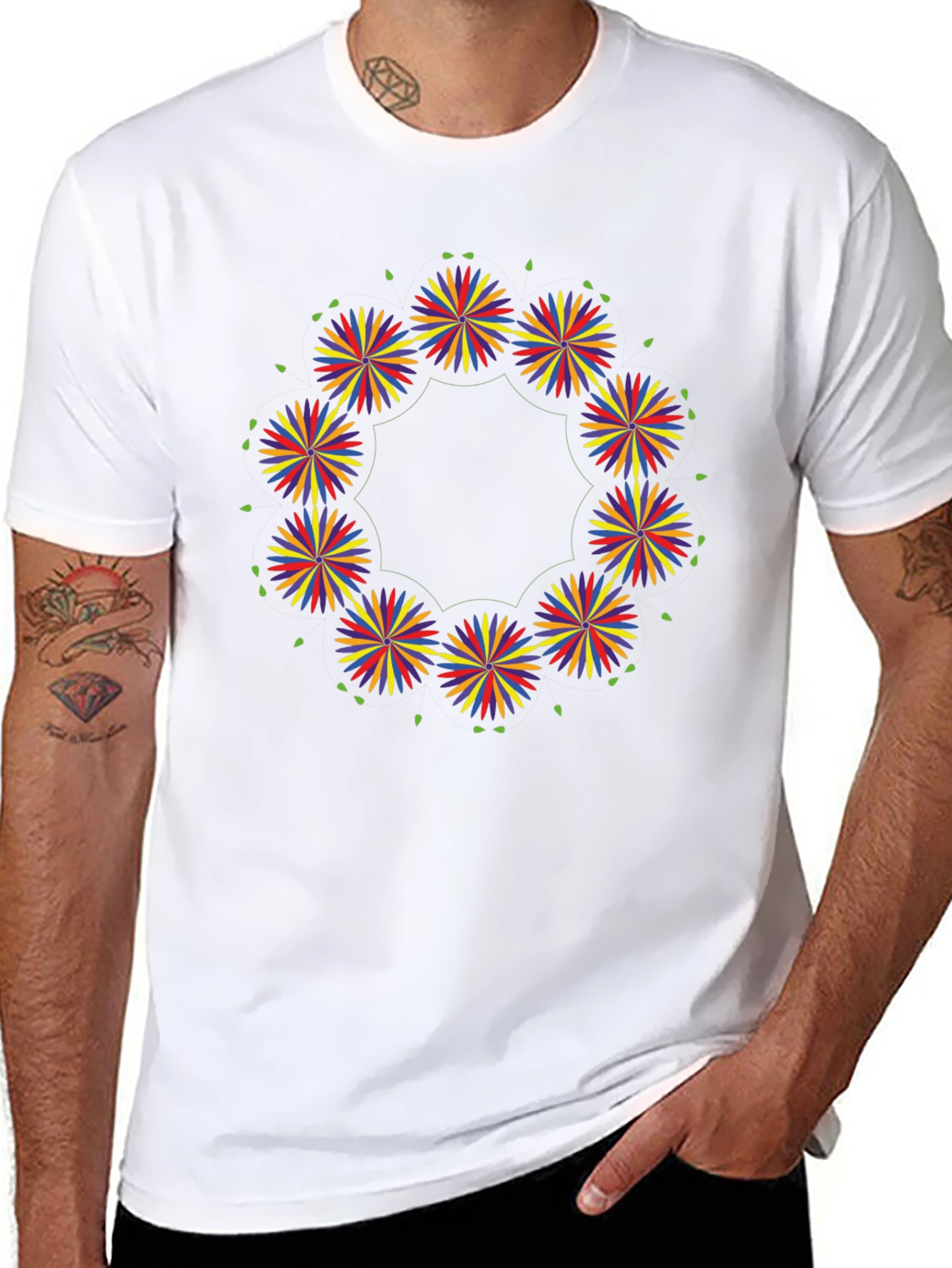Floral Burst Black T-Shirt
