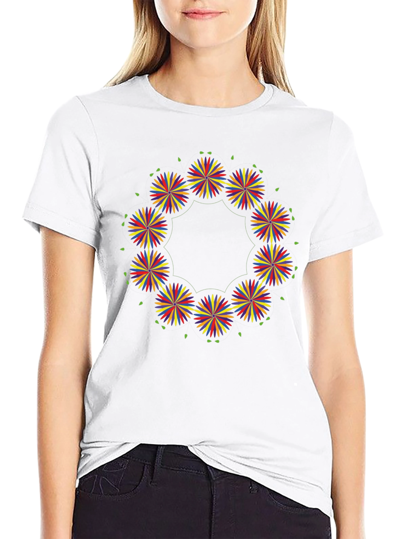 Floral Burst Black T-Shirt