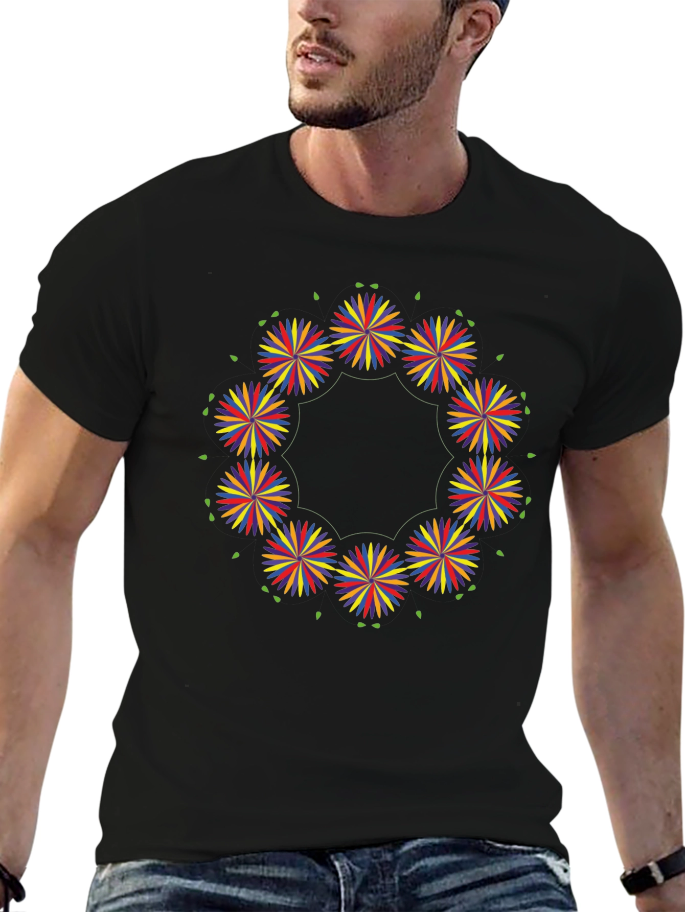 Floral Burst Black T-Shirt