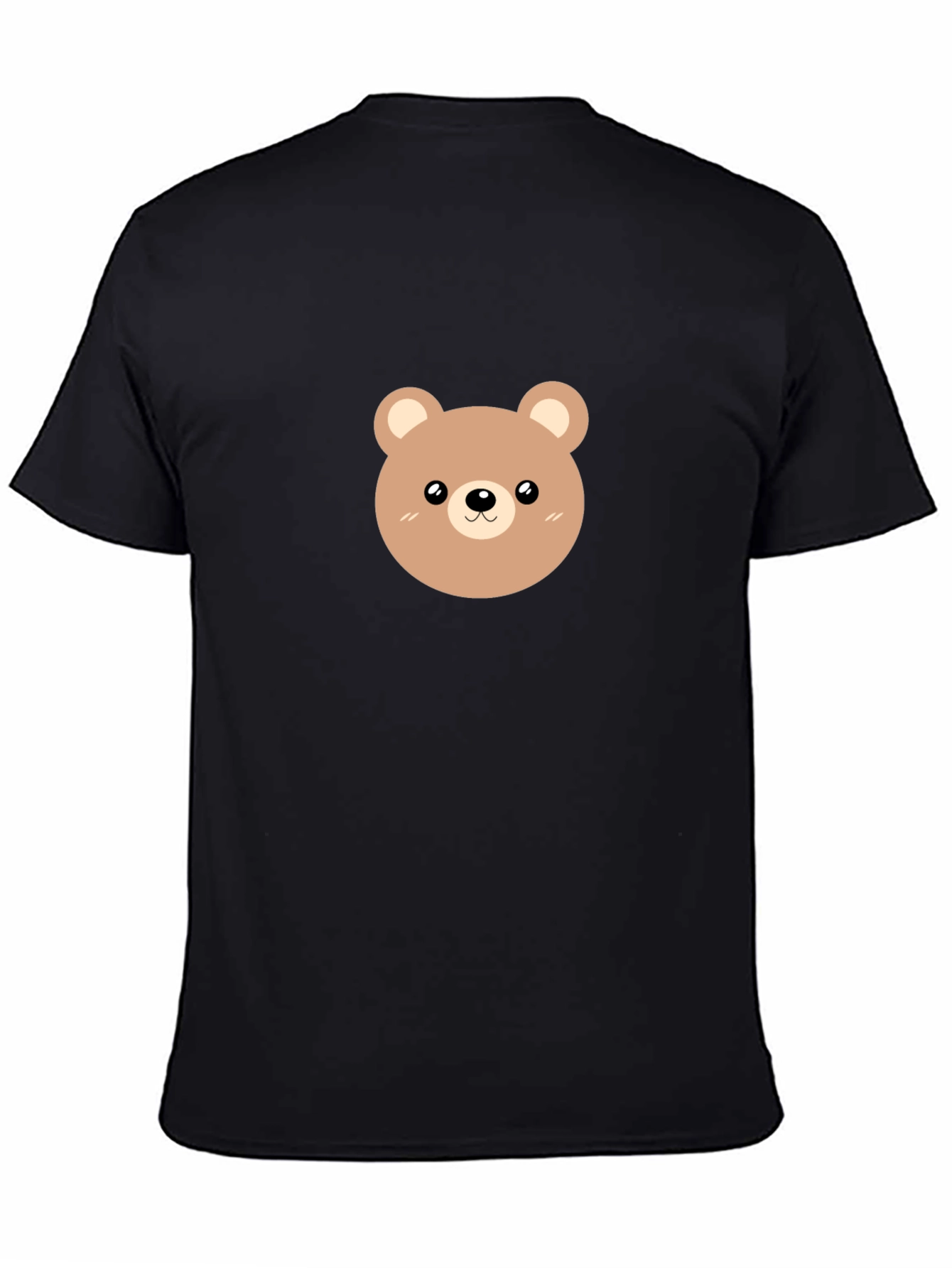 Cute Bear Graphic Tee - Black Cotton Casual Shirt