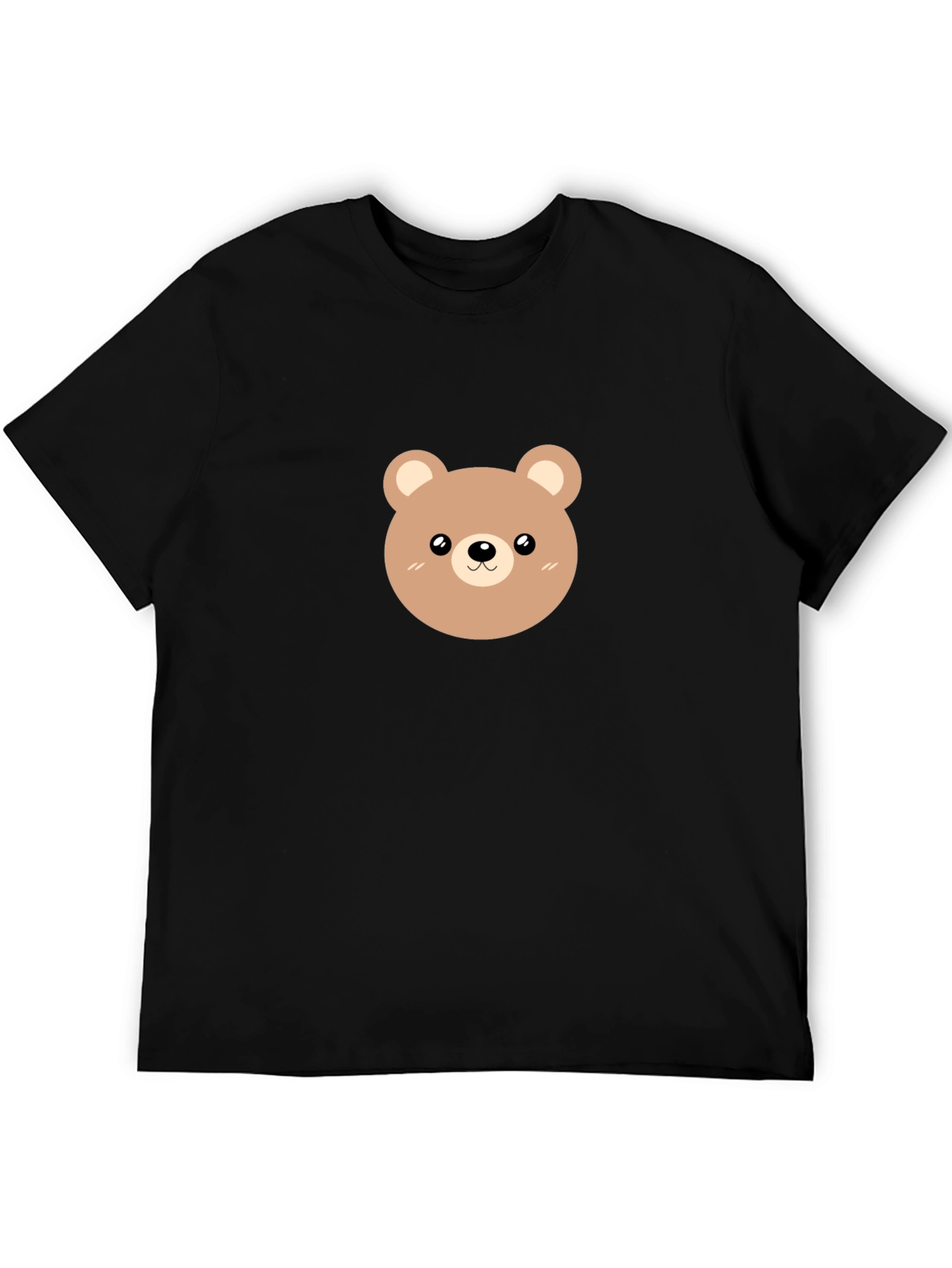 Cute Bear Graphic Tee - Black Cotton Casual Shirt
