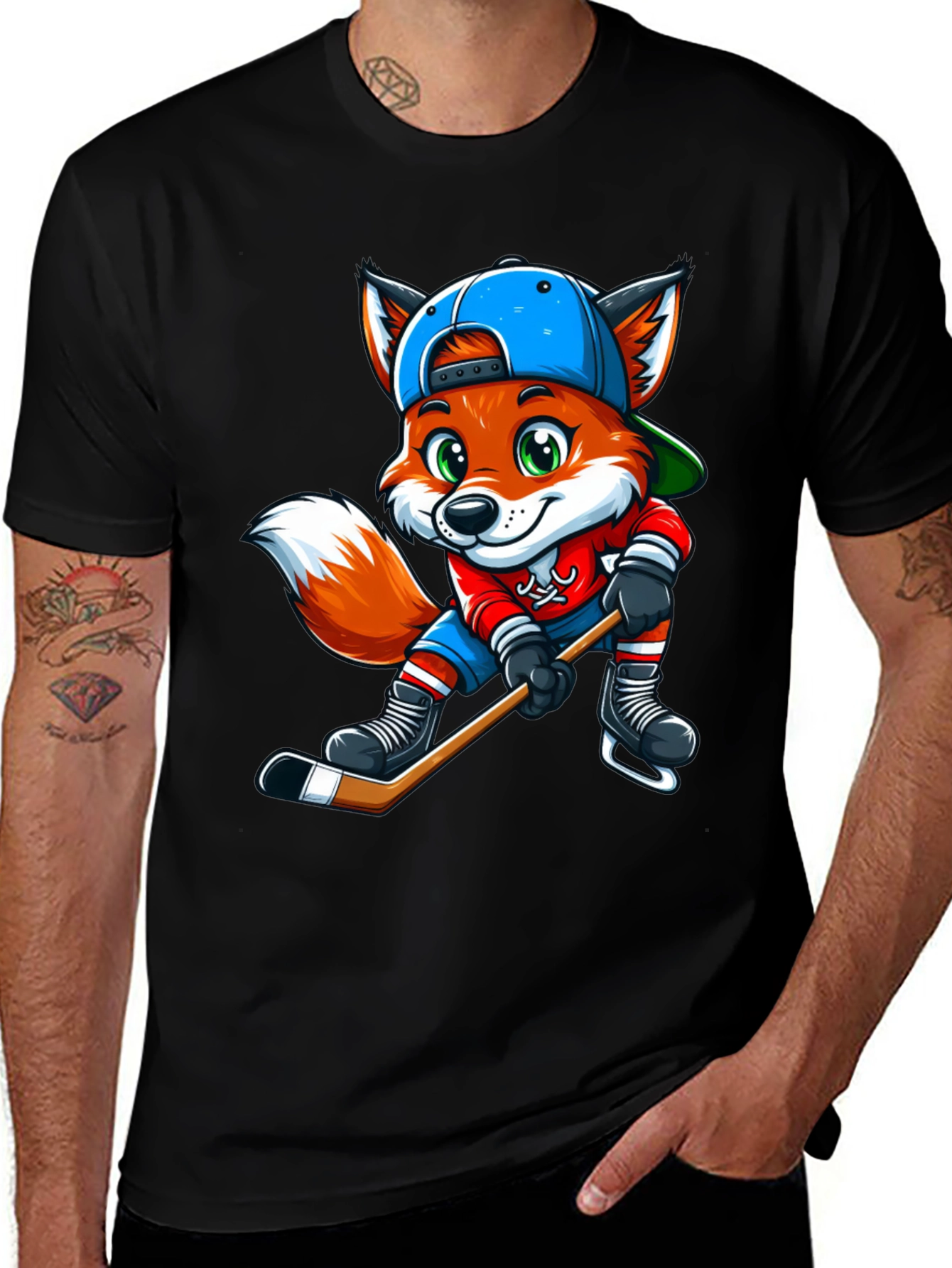 Fox Hockey Player Graphic Tee
