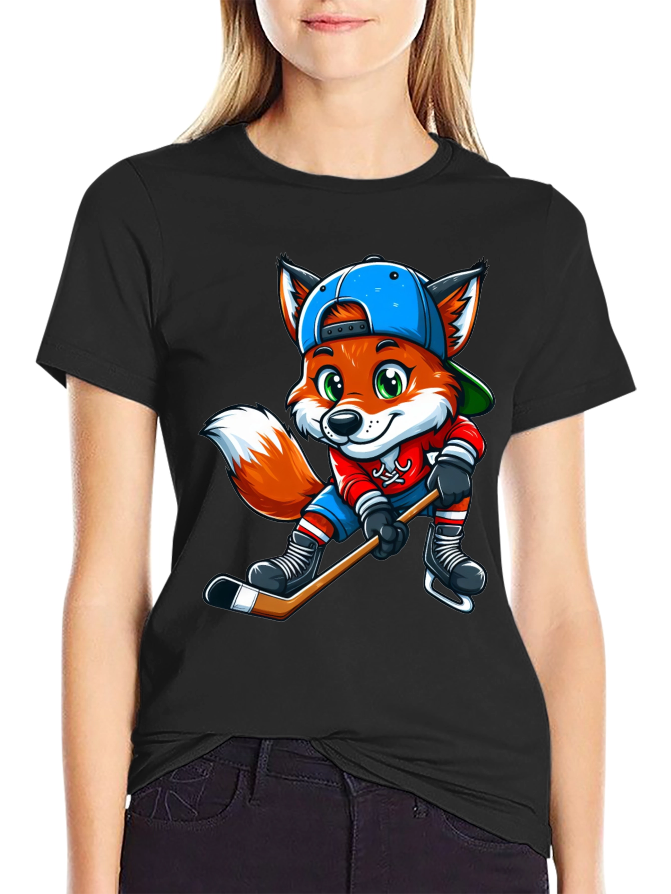 Fox Hockey Player Graphic Tee