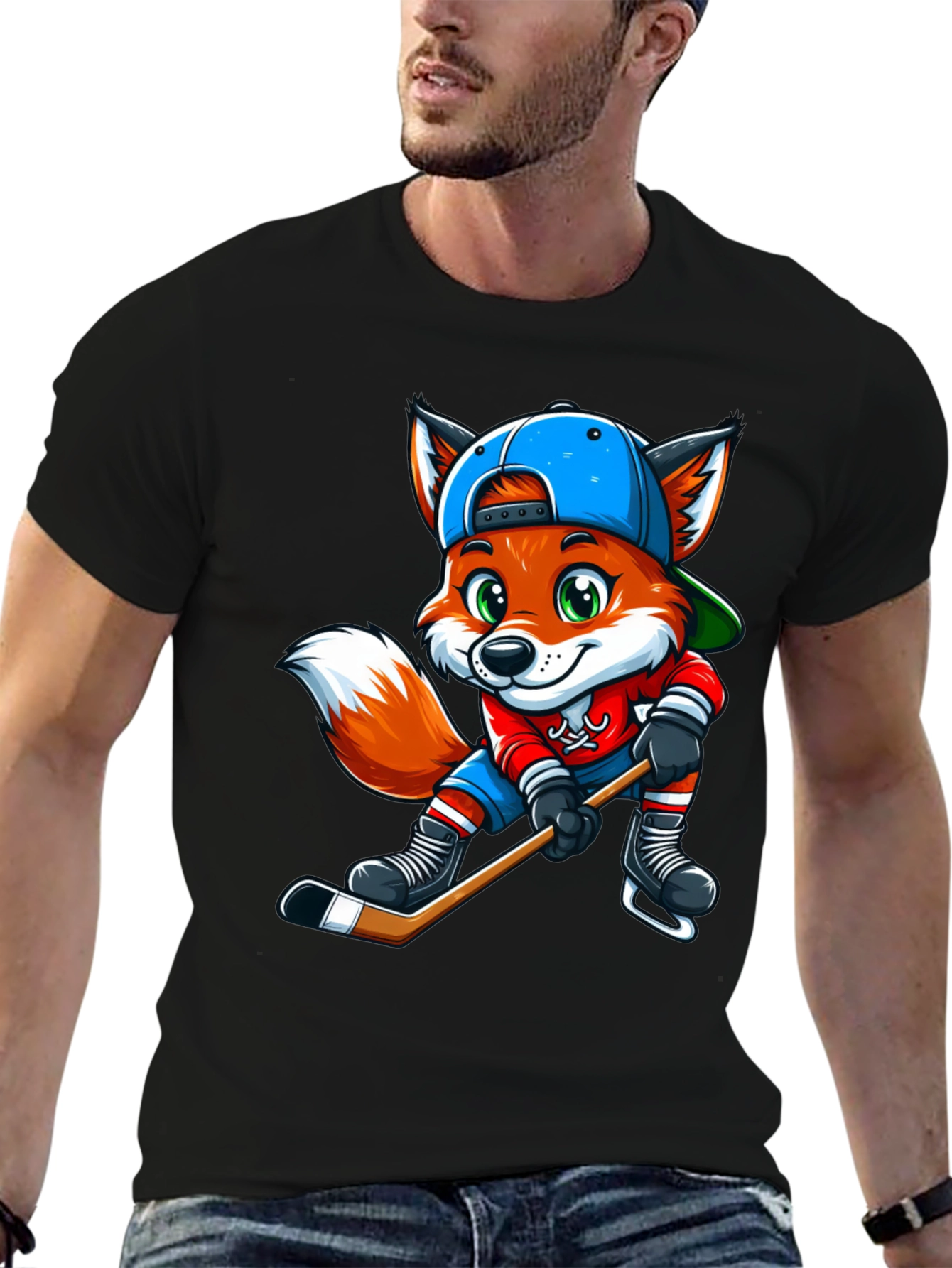 Fox Hockey Player Graphic Tee