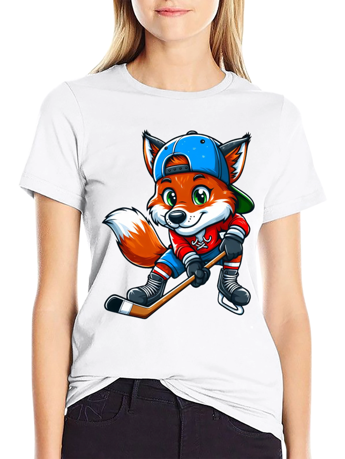 Fox Hockey Player Graphic Tee