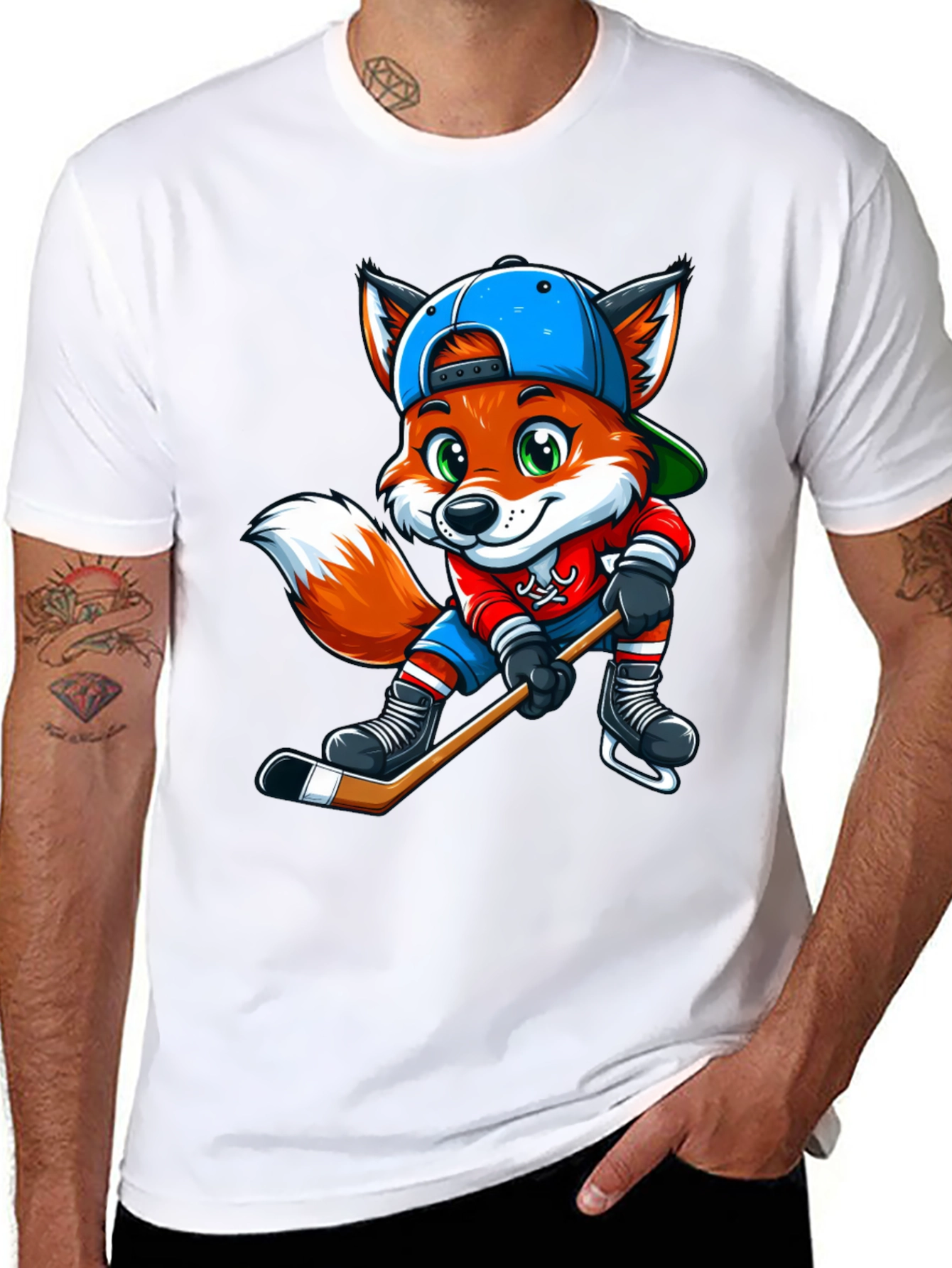 Fox Hockey Player Graphic Tee