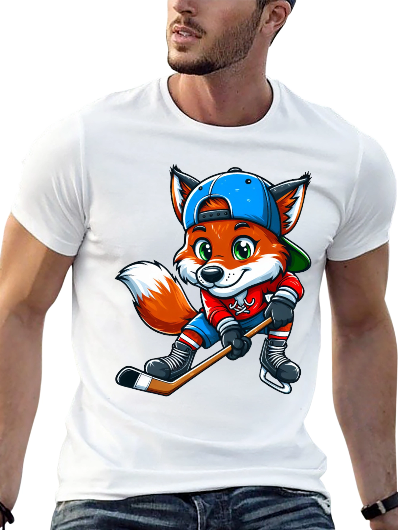 Fox Hockey Player Graphic Tee