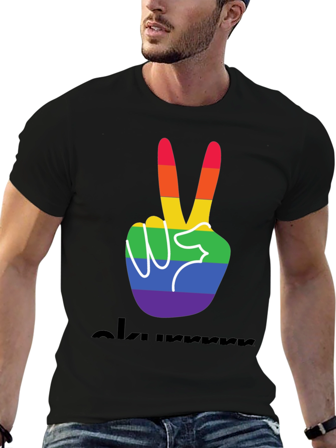 Pride Peace Sign Black Tee