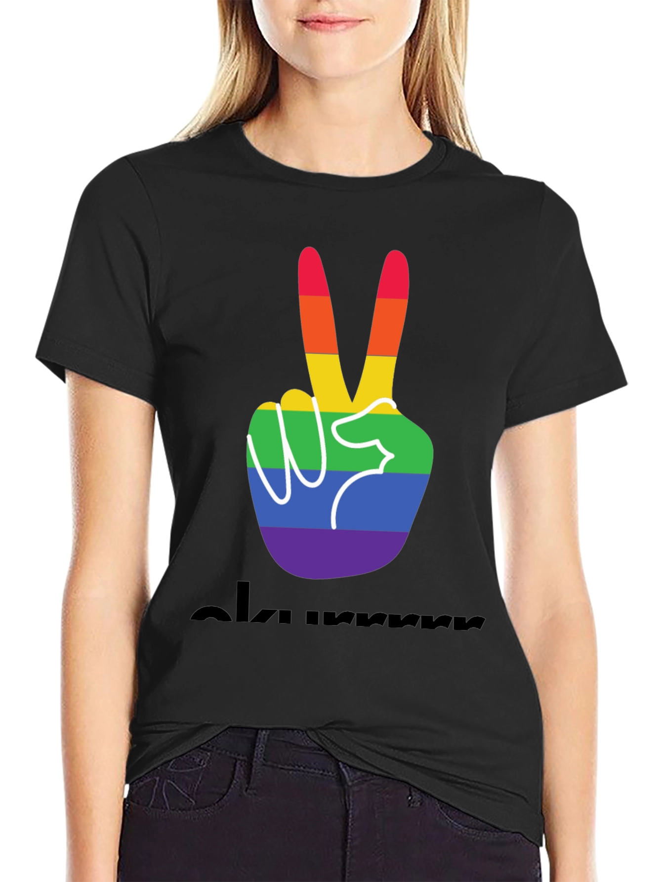 Pride Peace Sign Black Tee