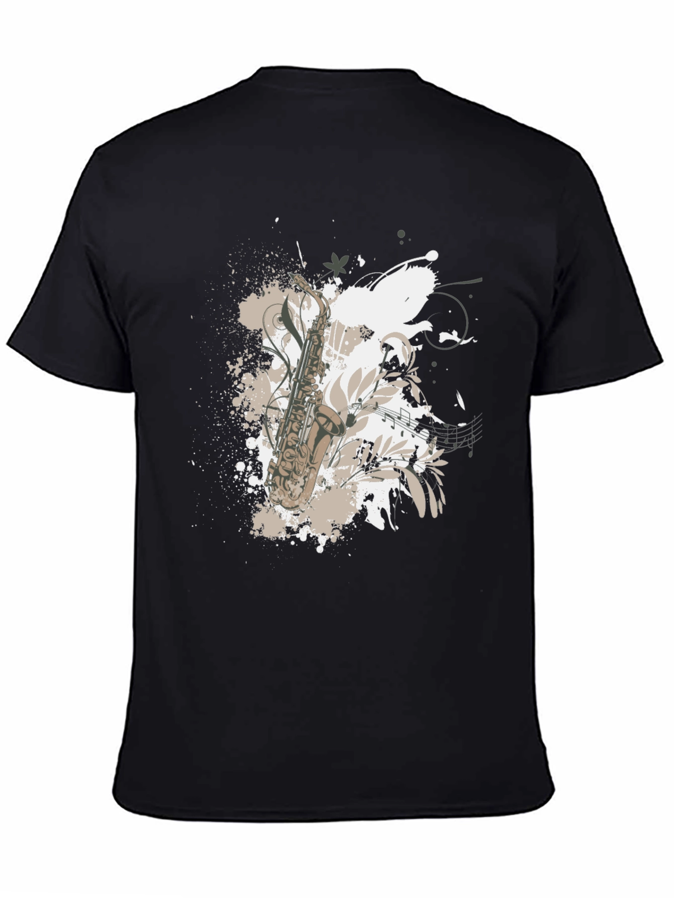 Saxophone Graphic Print Black T-Shirt