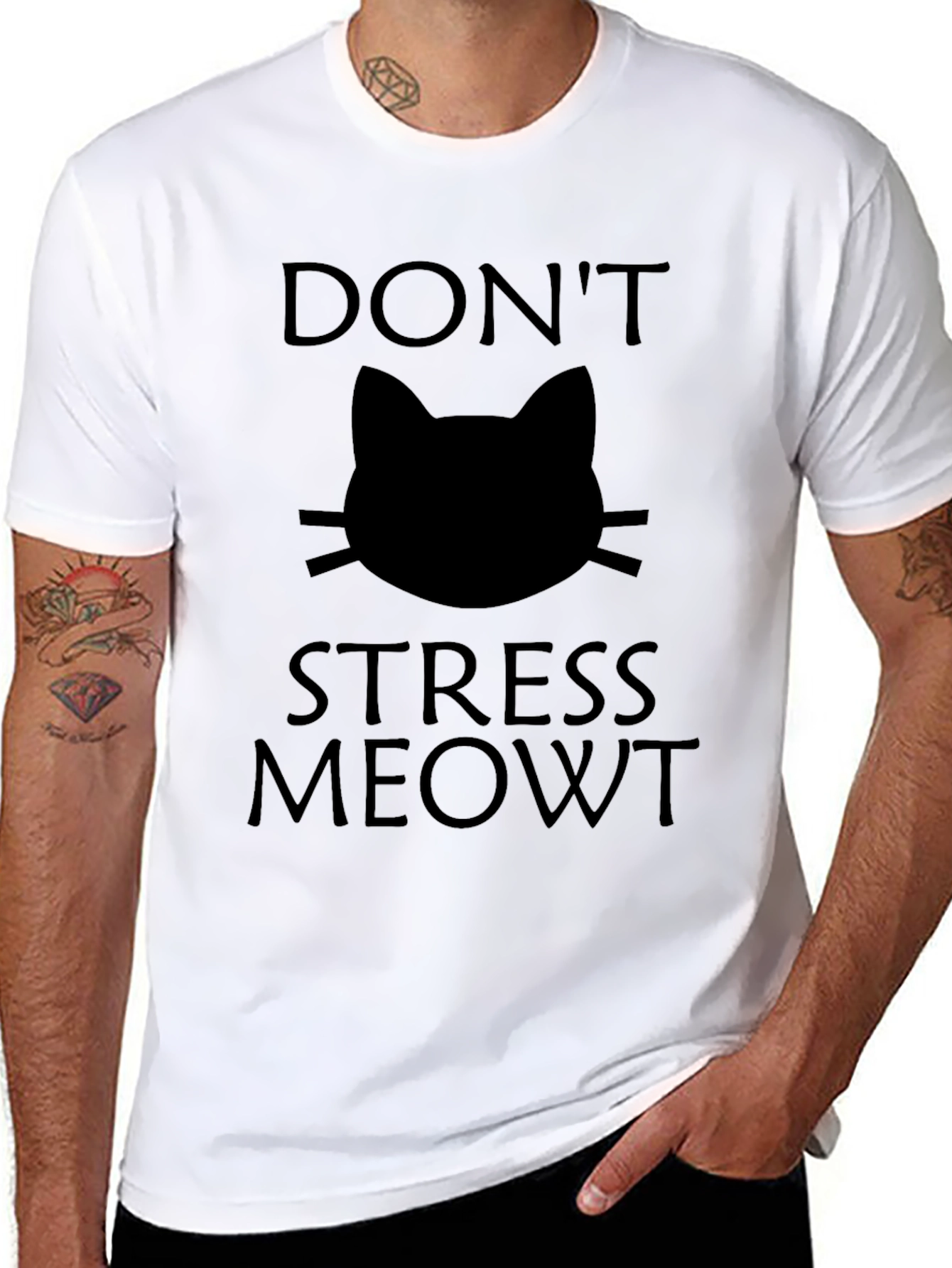 Dont Stress Meowt Black Cat Graphic T-Shirt