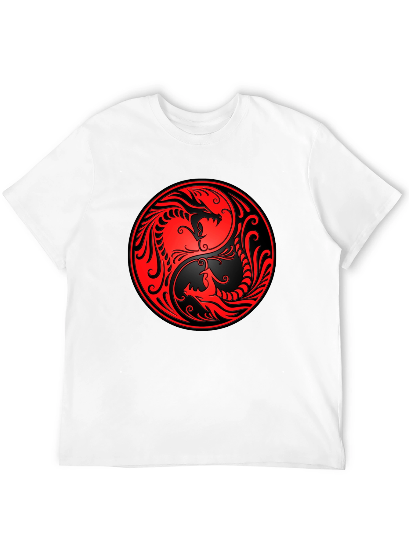 Yin Yang Dragon Graphic Black T-Shirt