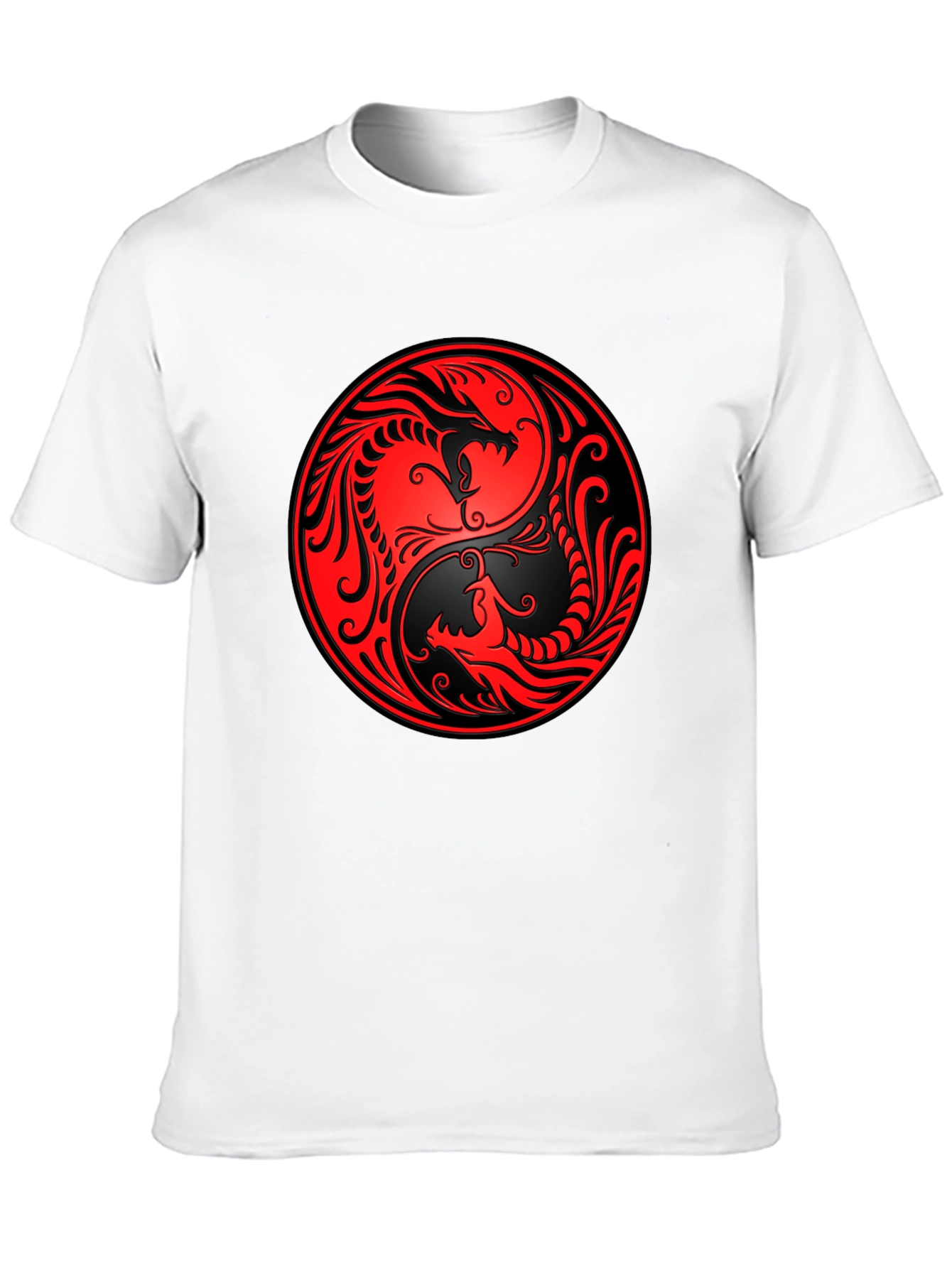 Yin Yang Dragon Graphic Black T-Shirt