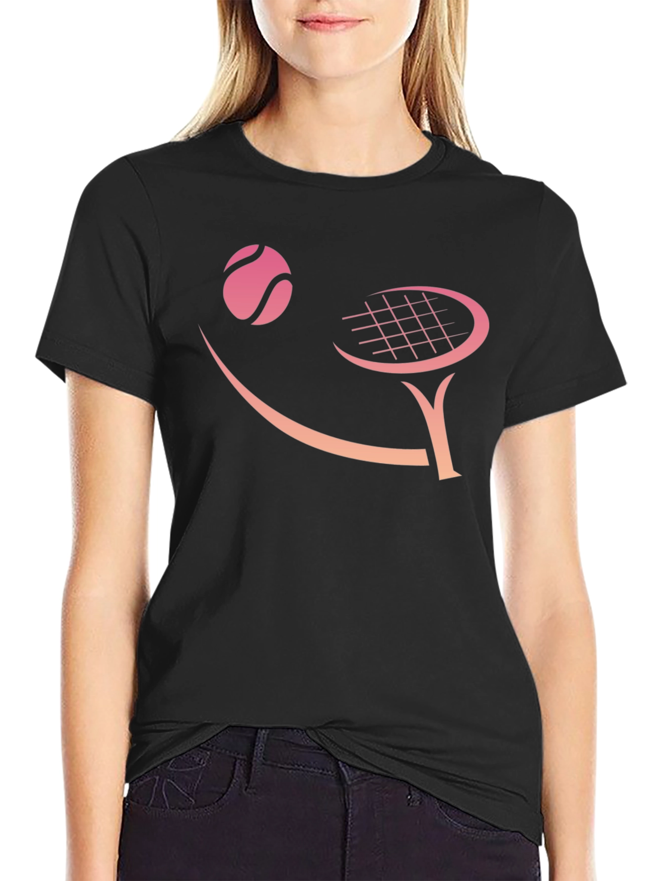 Tennis Smile Black T-Shirt