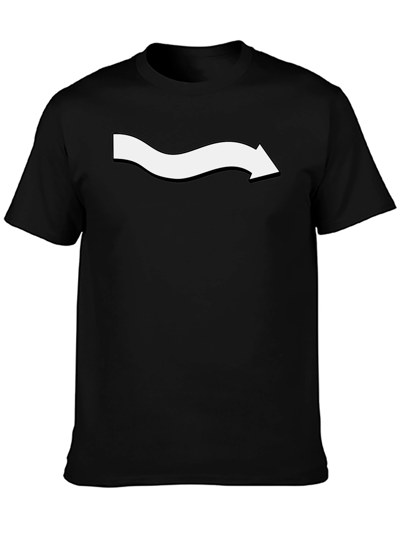 Mens Black T-Shirt with Wavy Arrow Design
