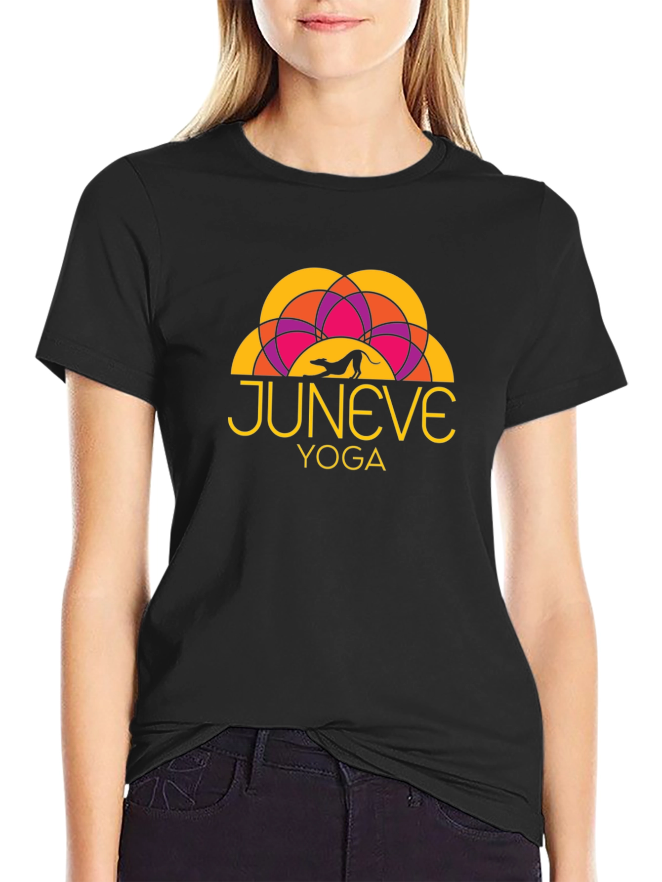 JunEve Yoga Black Graphic T-Shirt