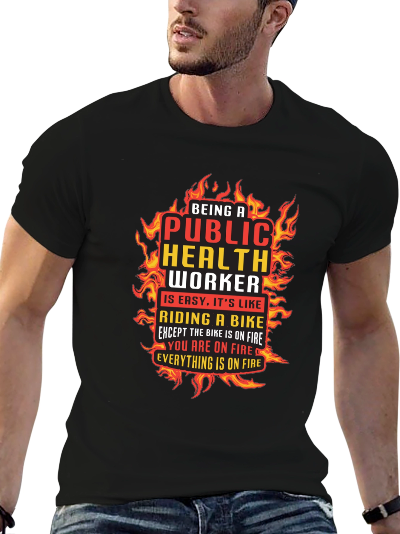 Public Health Worker On Fire Graphic T-Shirt