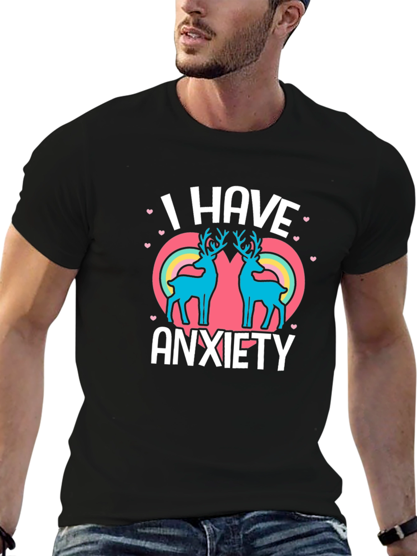 Anxiety Deer Graphic Tee - Comfort & Style