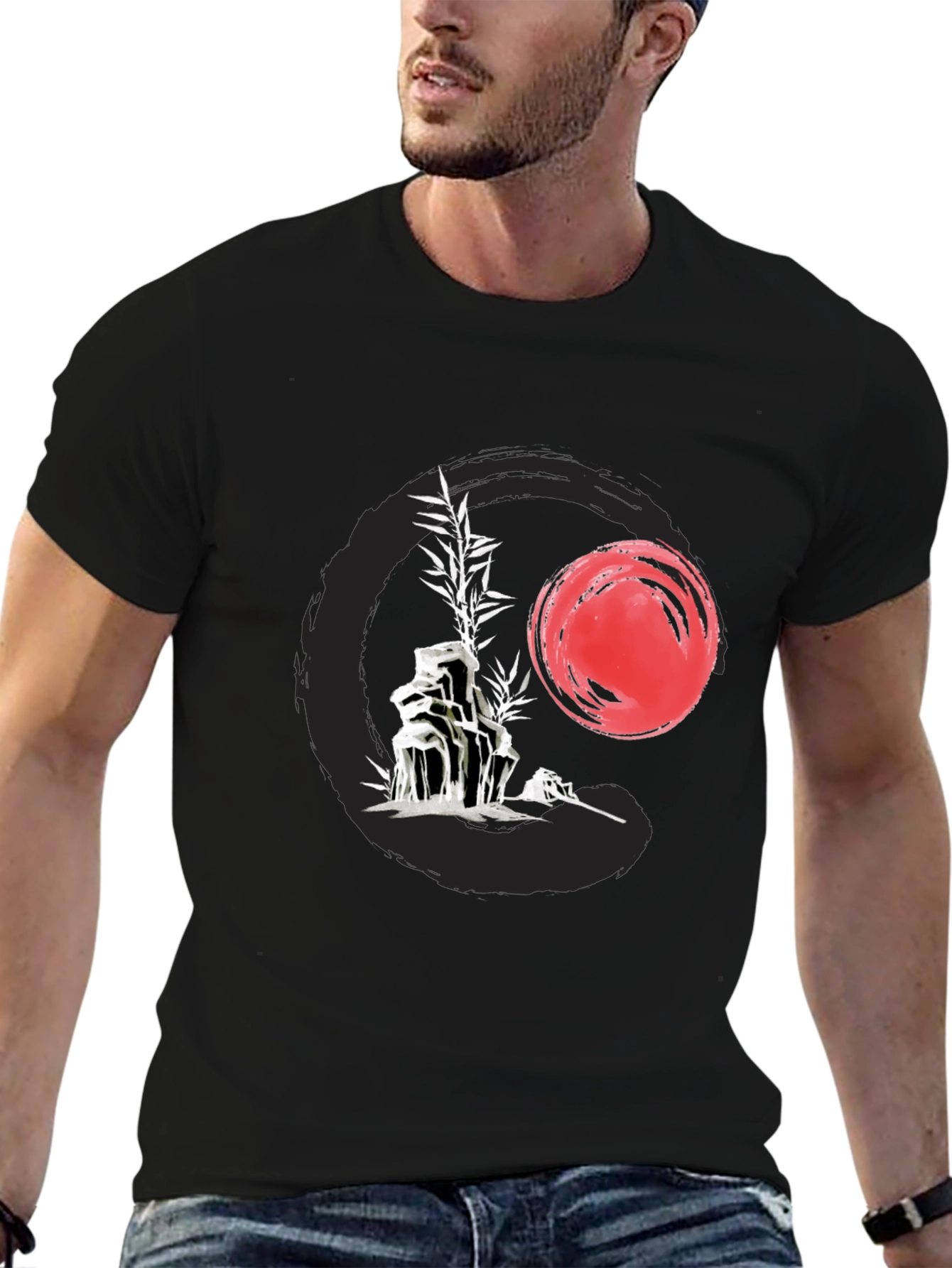 Zen Style Graphic Tee - Rock Garden & Sunset