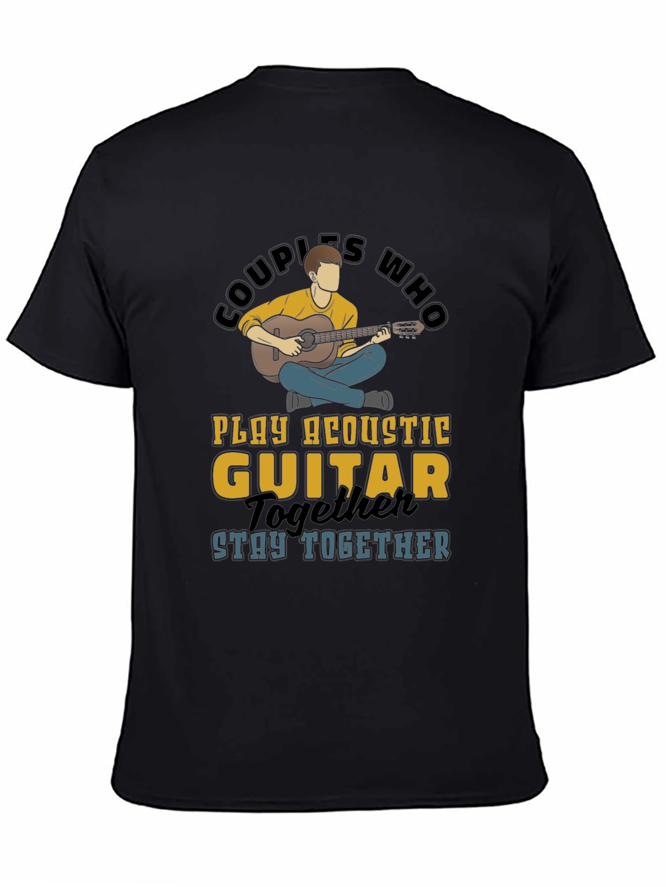 Couples Who Play Guitar Black Graphic Tee