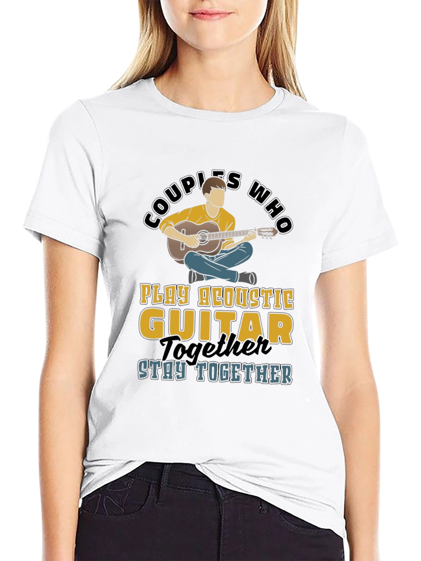 Couples Who Play Guitar Black Graphic Tee