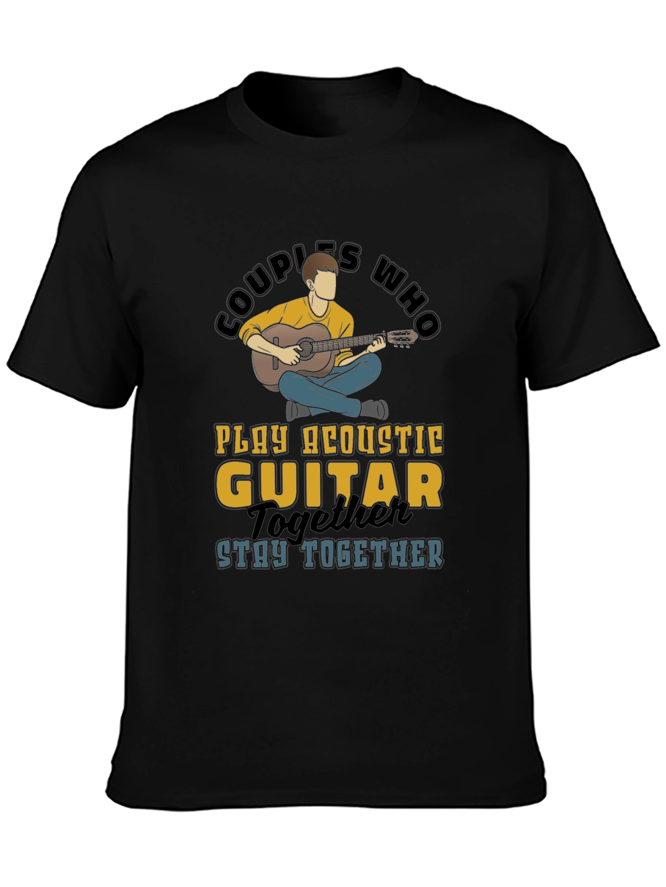Couples Who Play Guitar Black Graphic Tee