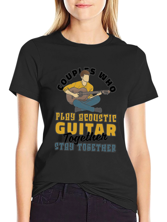 Couples Who Play Guitar Black Graphic Tee