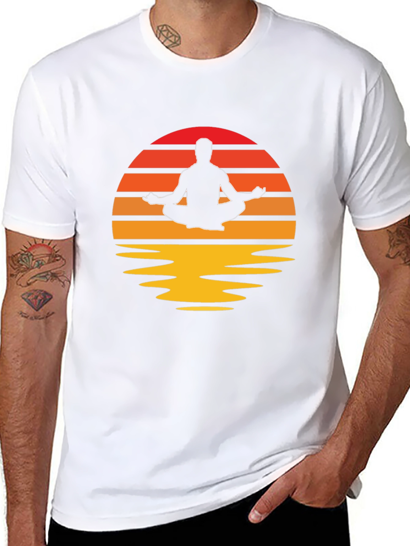 Zen Sunset Meditation T-Shirt - Relaxed Fit