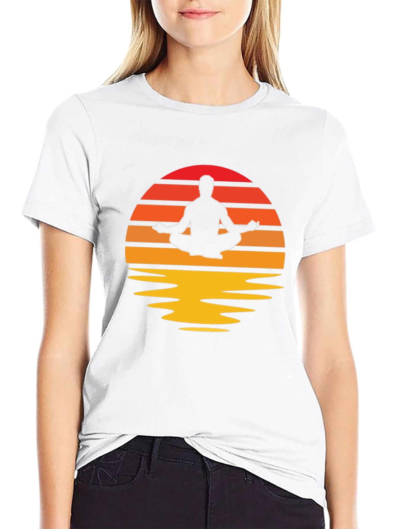 Zen Sunset Meditation T-Shirt - Relaxed Fit