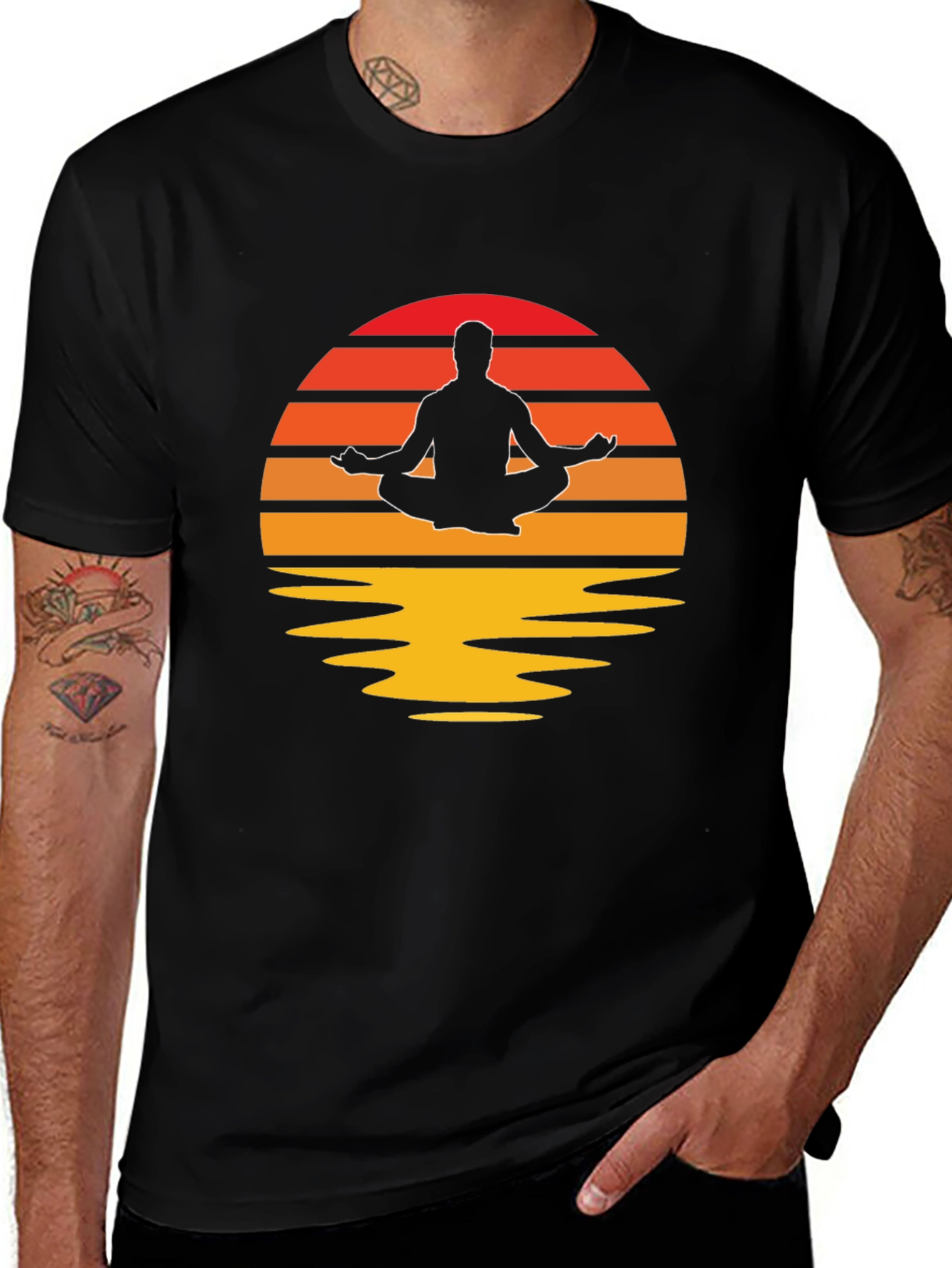 Zen Sunset Meditation T-Shirt - Relaxed Fit