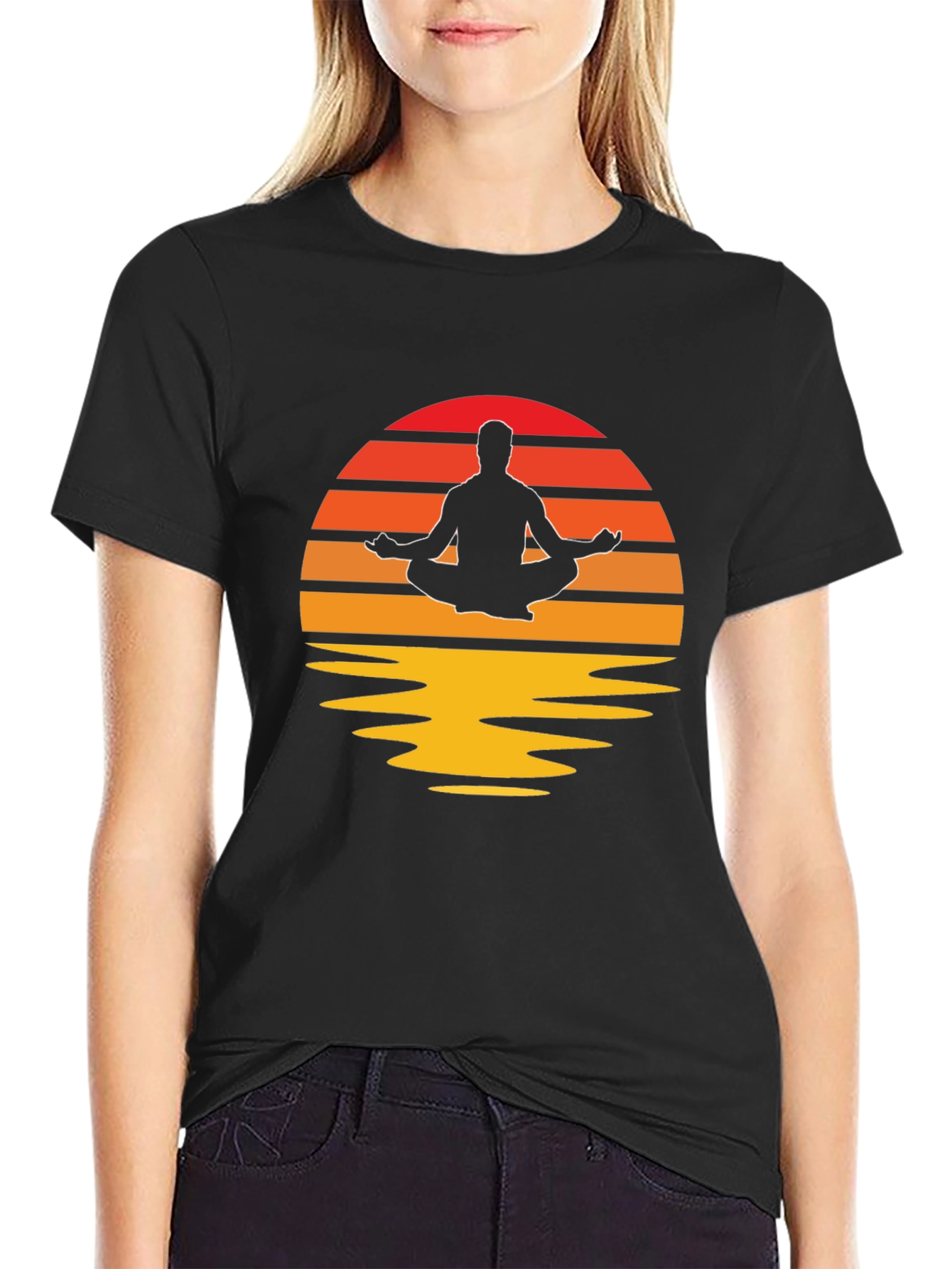 Zen Sunset Meditation T-Shirt - Relaxed Fit
