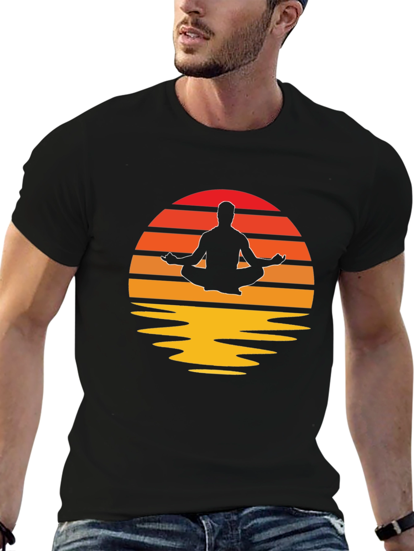 Zen Sunset Meditation T-Shirt - Relaxed Fit