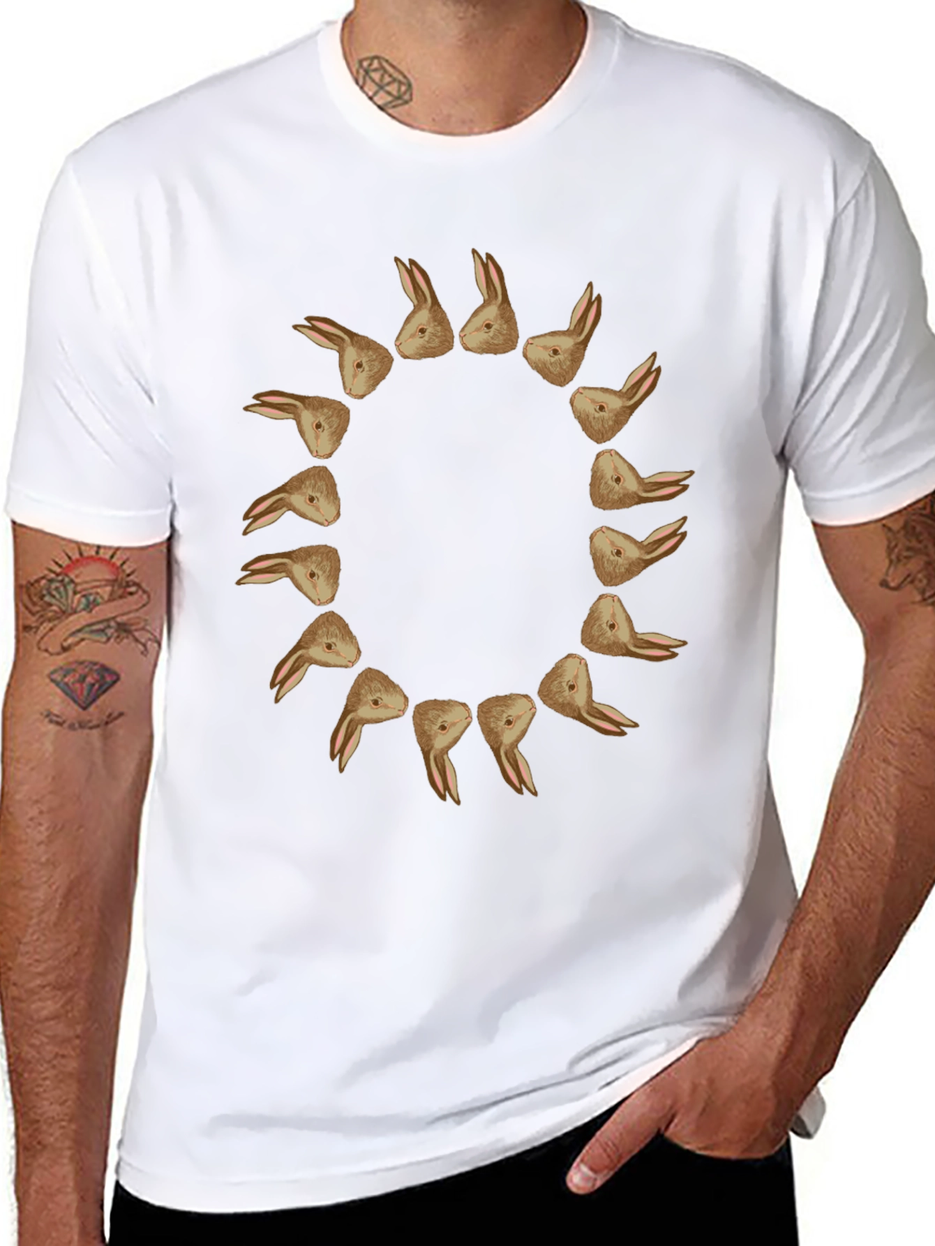 Rabbit Circle Graphic Tee - Unique Design