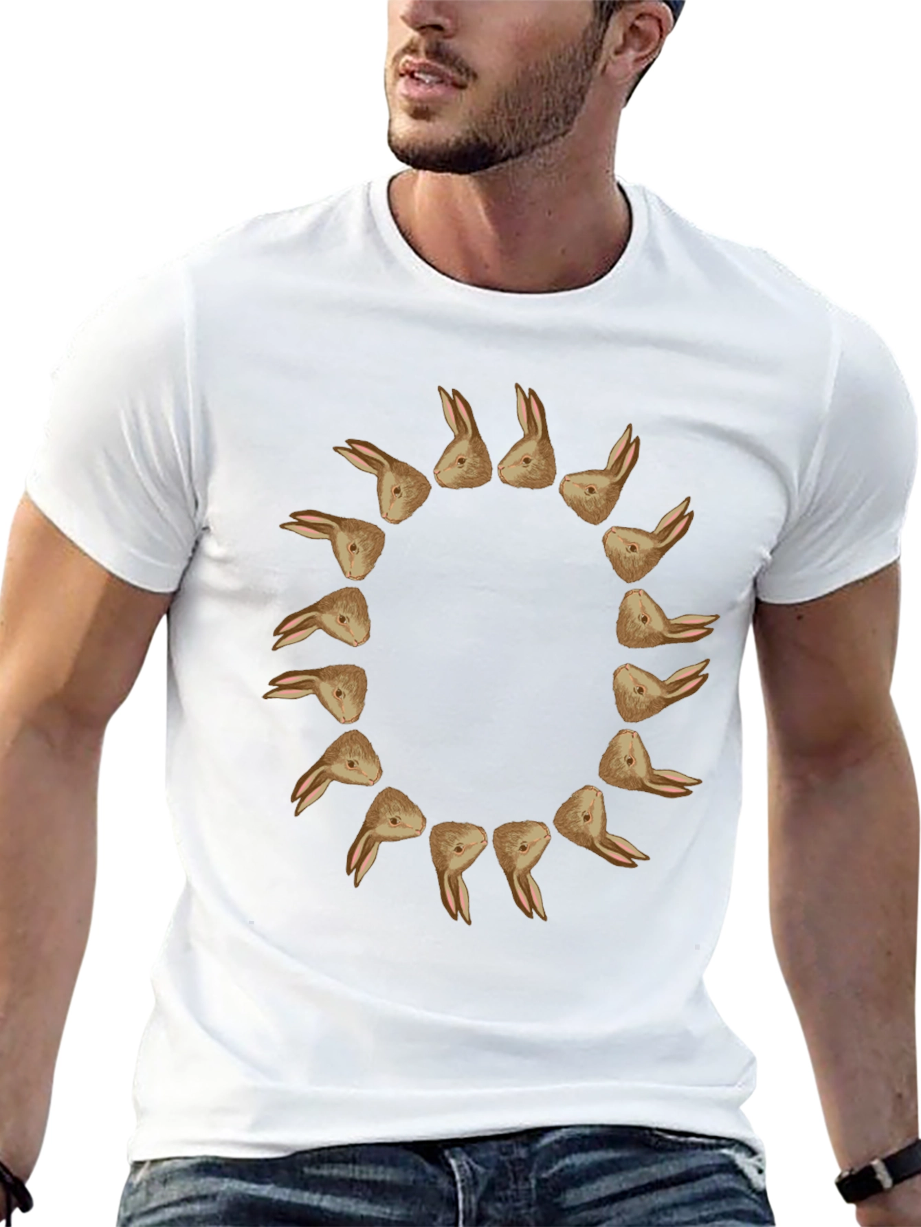 Rabbit Circle Graphic Tee - Unique Design