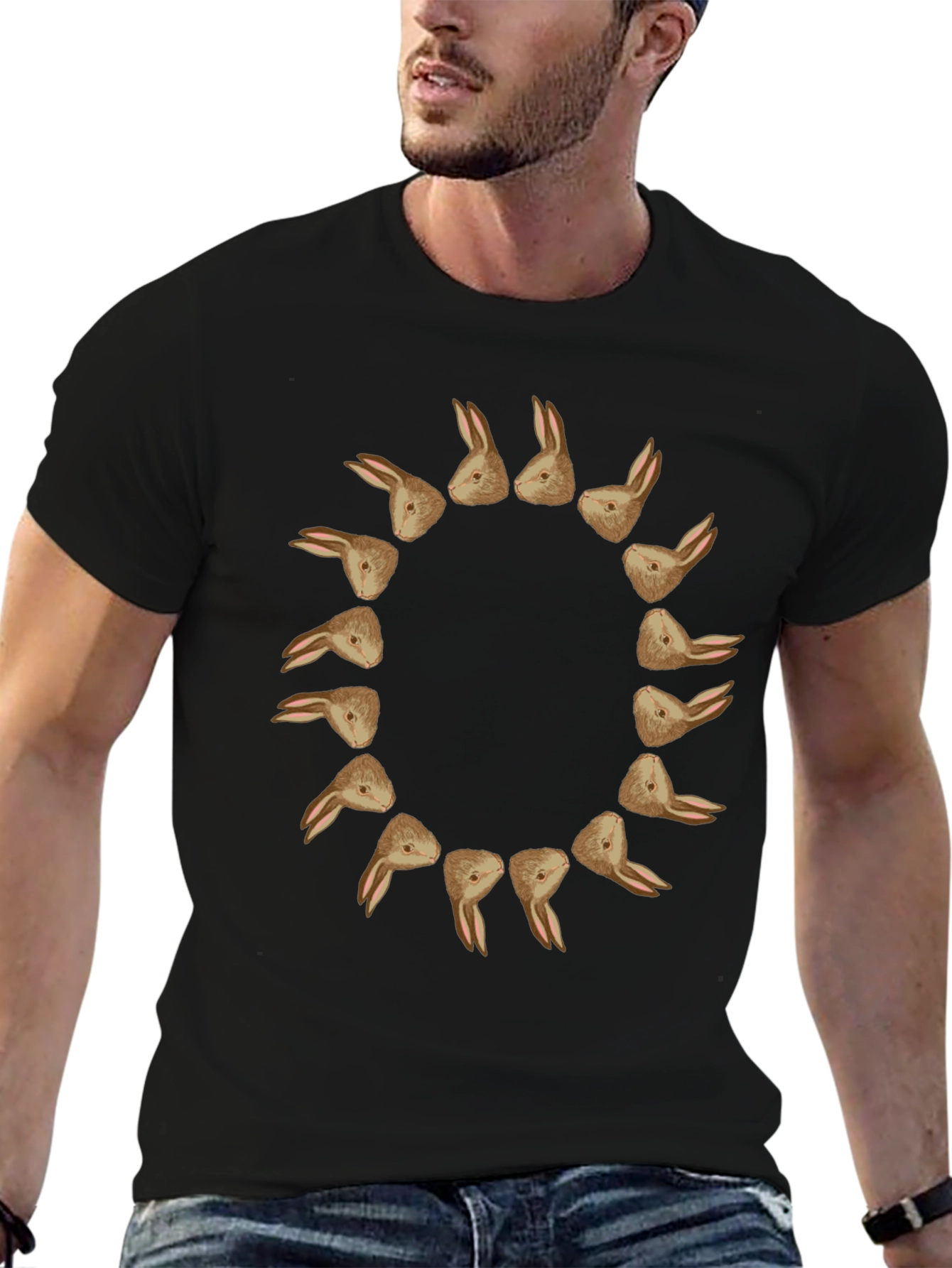 Rabbit Circle Graphic Tee - Unique Design