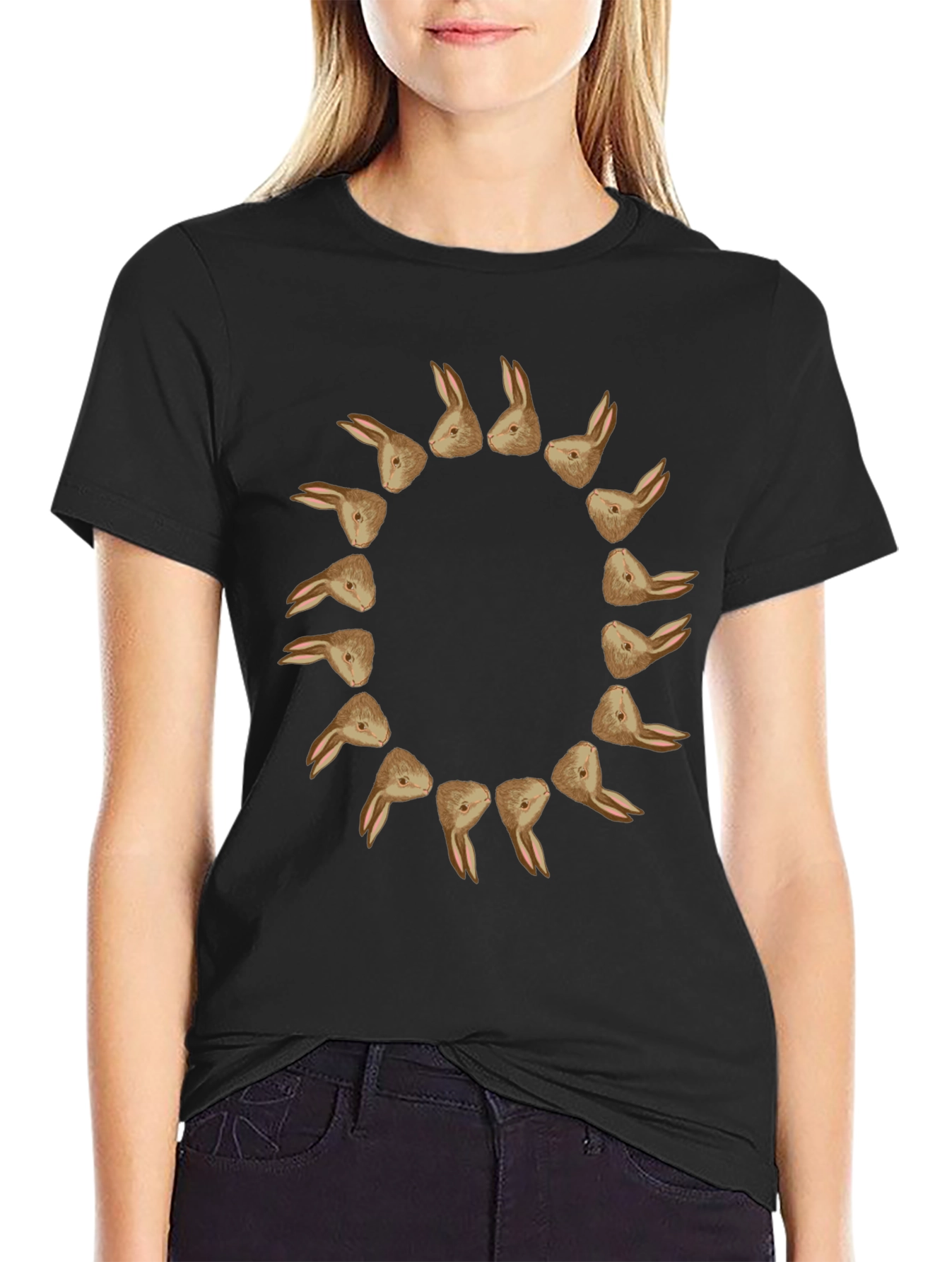 Rabbit Circle Graphic Tee - Unique Design