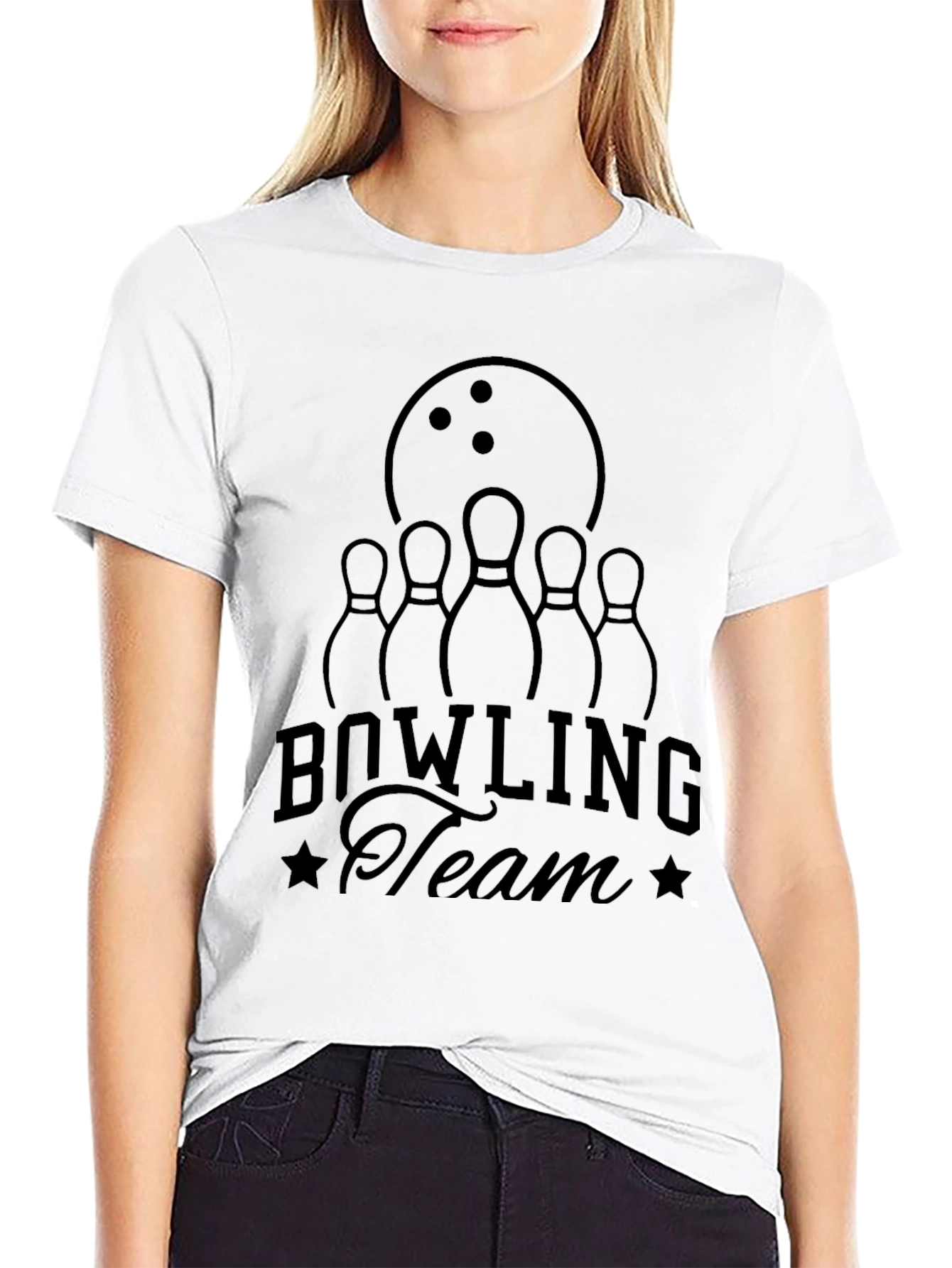 Bowling Team Graphic Tee - Black