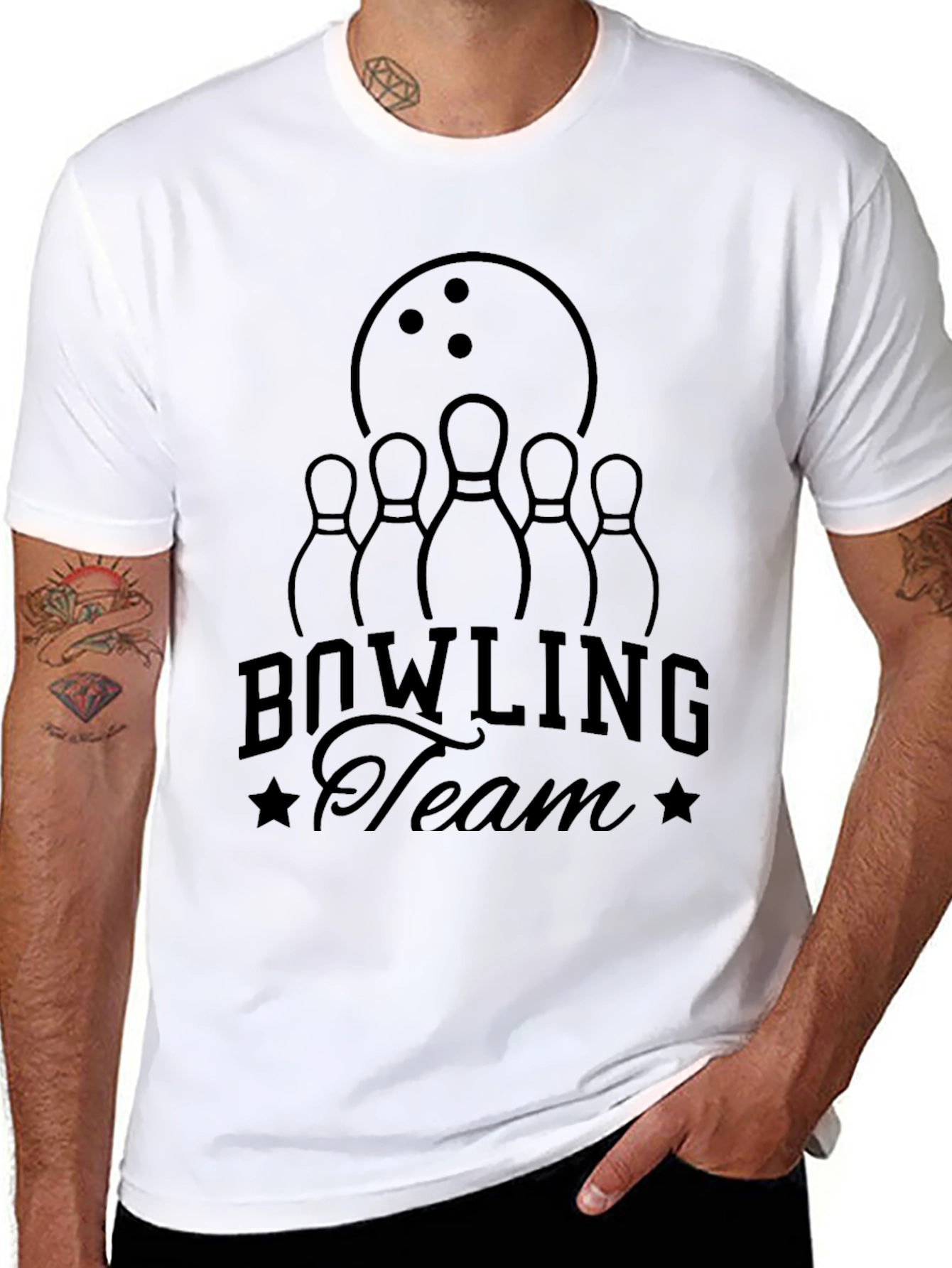 Bowling Team Graphic Tee - Black