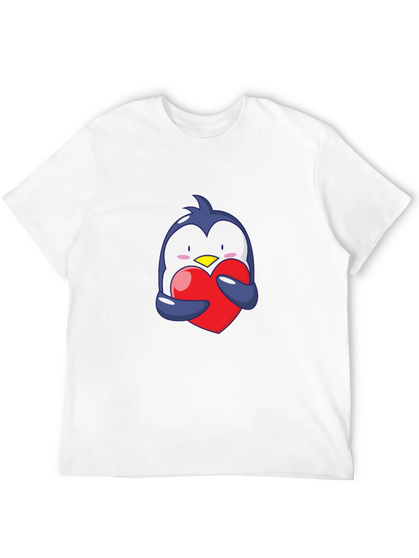Penguin Hugging Heart Graphic Tee - Black