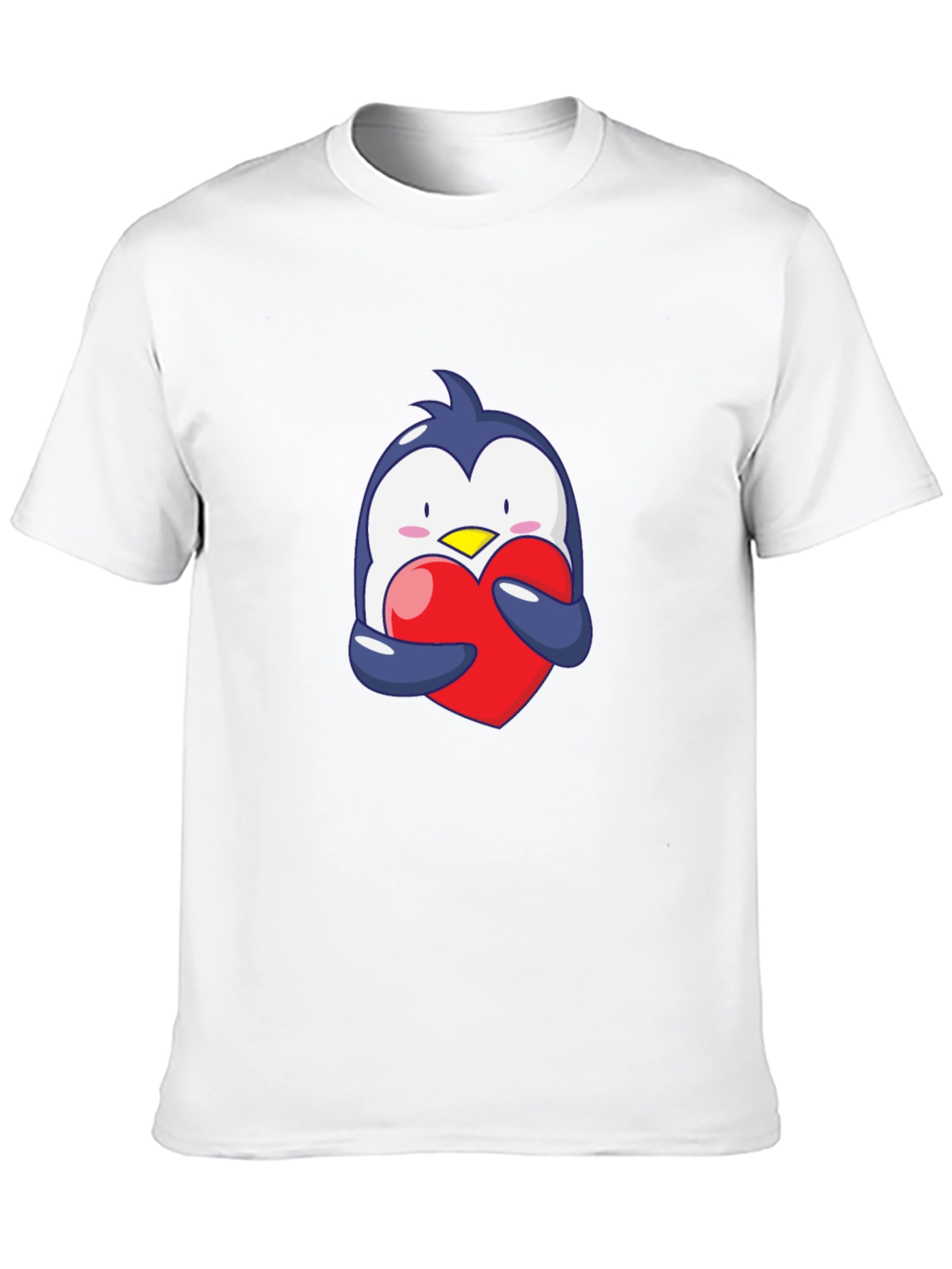Penguin Hugging Heart Graphic Tee - Black