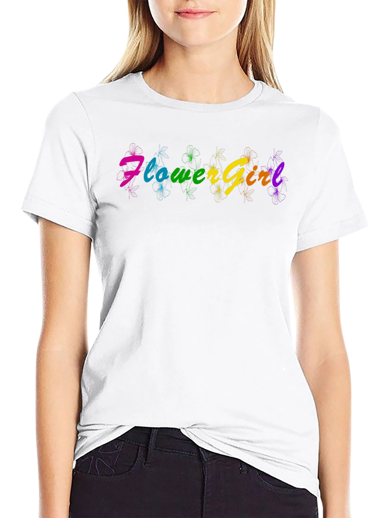 Rainbow Flower Girl T-Shirt - Fun & Vibrant Design