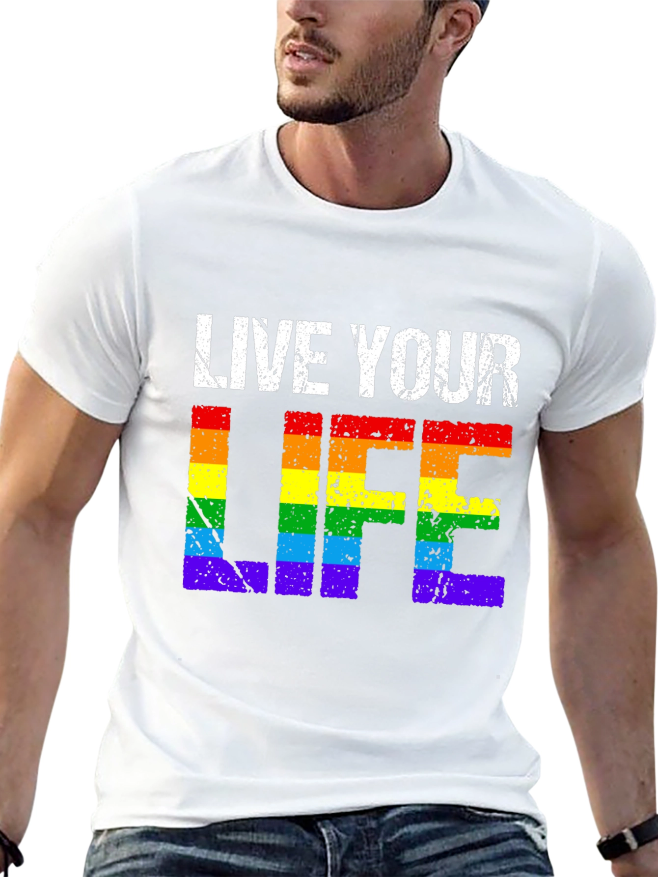 LGBTQ+ Pride T-Shirt - Live Your Life Rainbow Tee