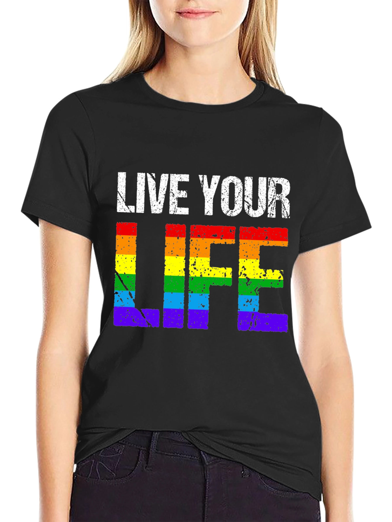 LGBTQ+ Pride T-Shirt - Live Your Life Rainbow Tee